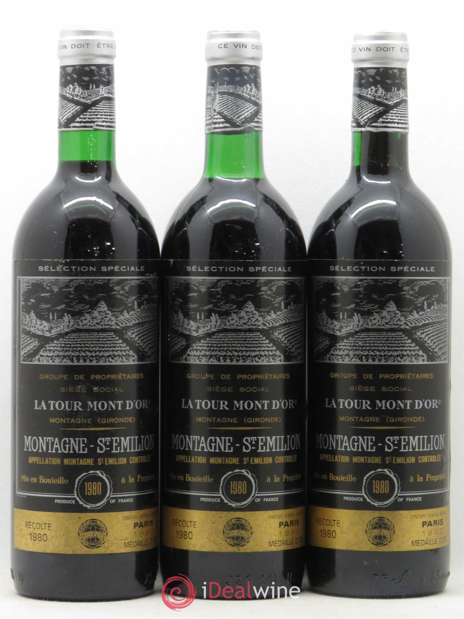 Montagne Saint-Émilion La Tour Mont d'Or 1980 - Lot de 3 bouteilles - 0
