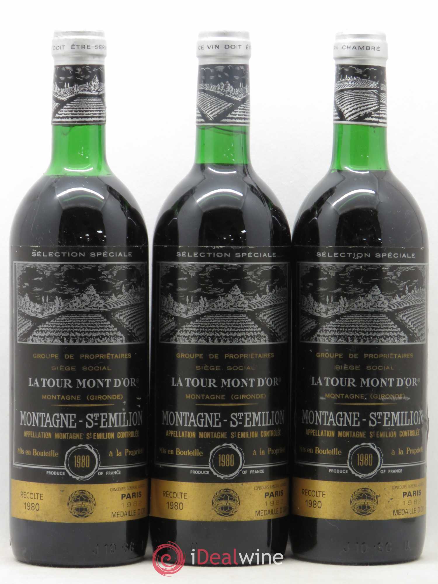 Montagne Saint-Émilion La Tour Mont d'Or 1980 - Lot de 3 bouteilles - 0