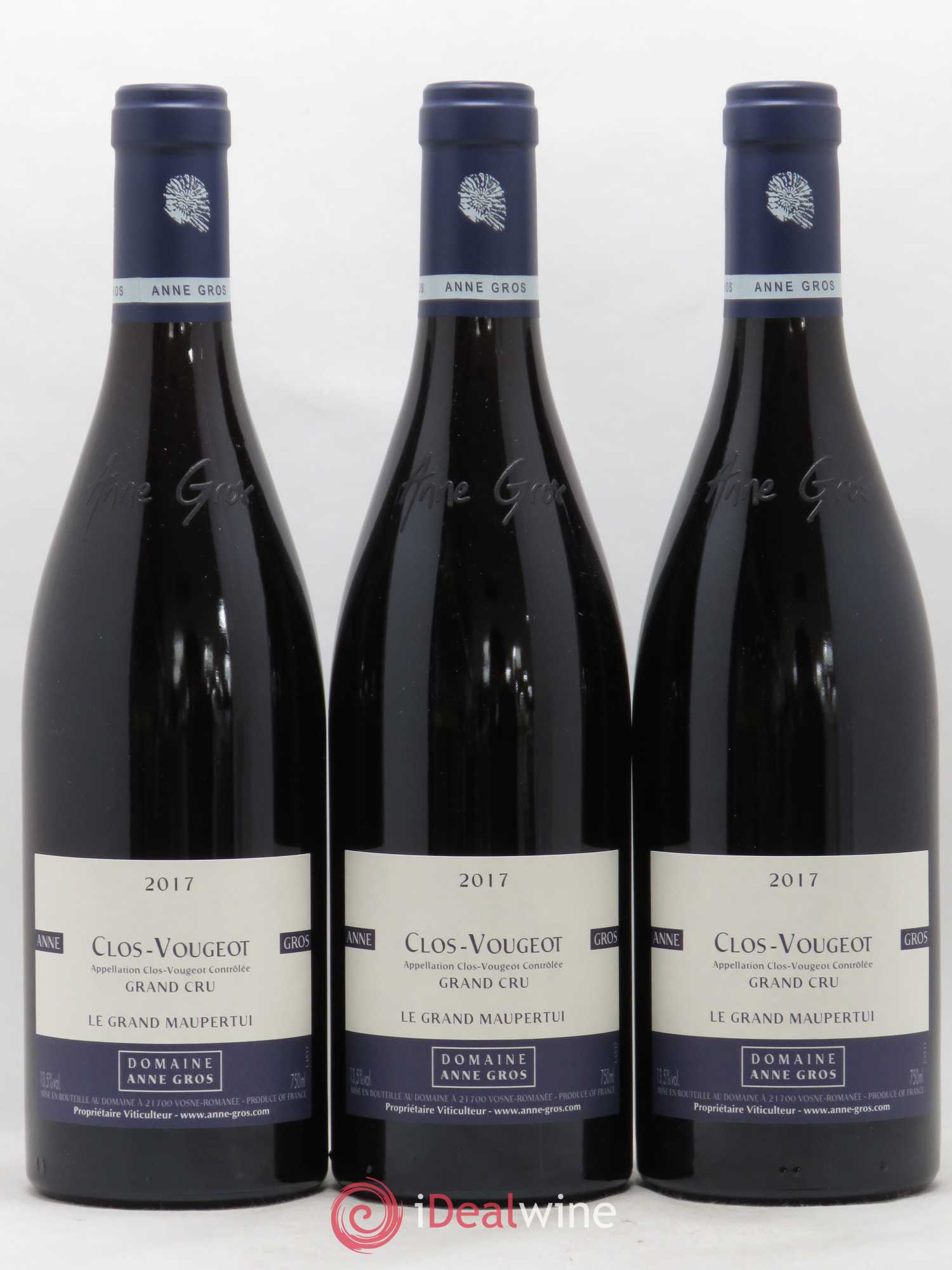 Clos de Vougeot Grand Cru Le Grand Maupertui Anne Gros 2017 - Lot de 3 bouteilles - 0
