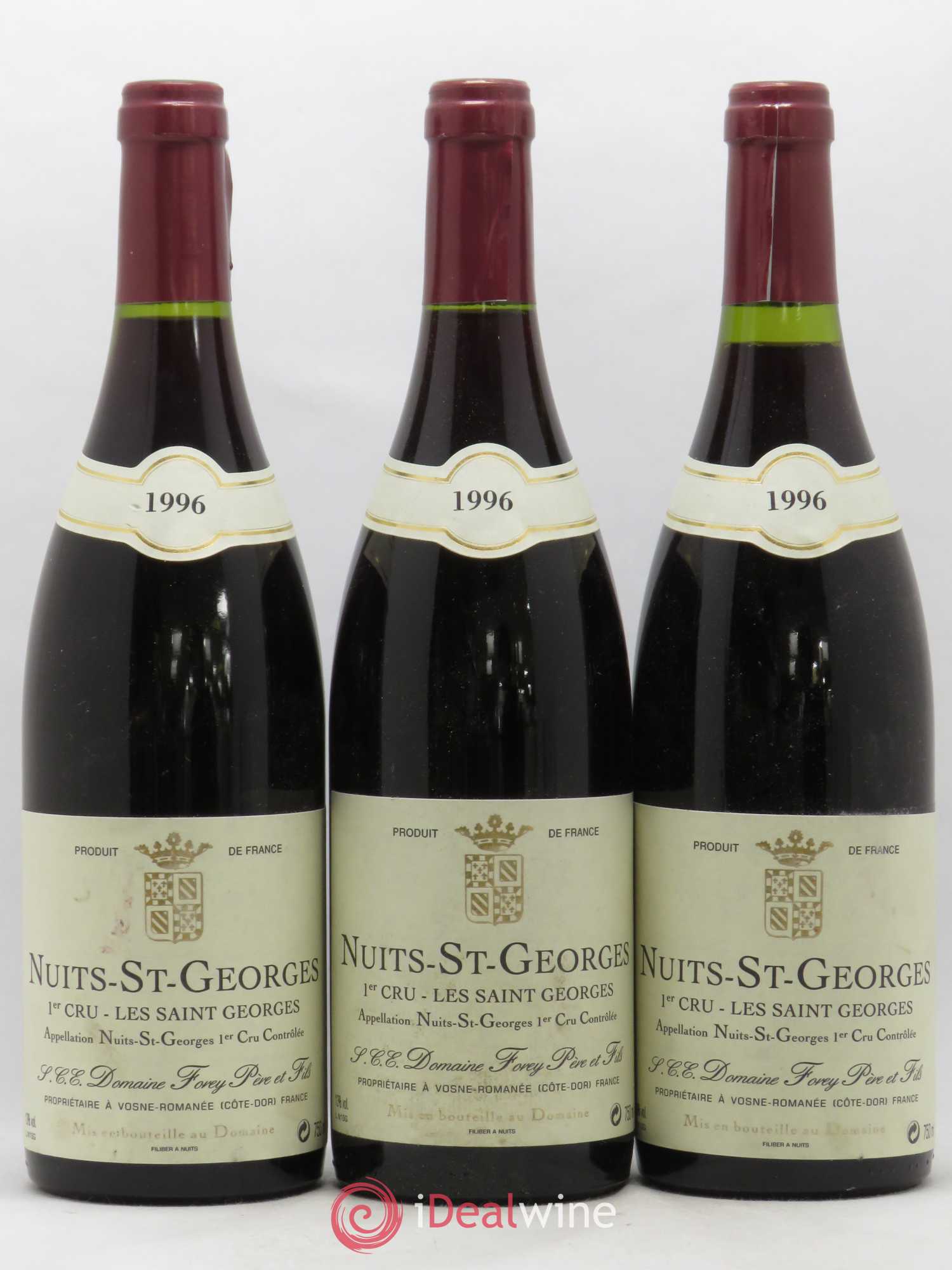 Nuits-Saint-Georges 1er Cru Les Saint-Georges Forey Père et Fils (Domaine) 1996 - Lot de 3 bouteilles - 0