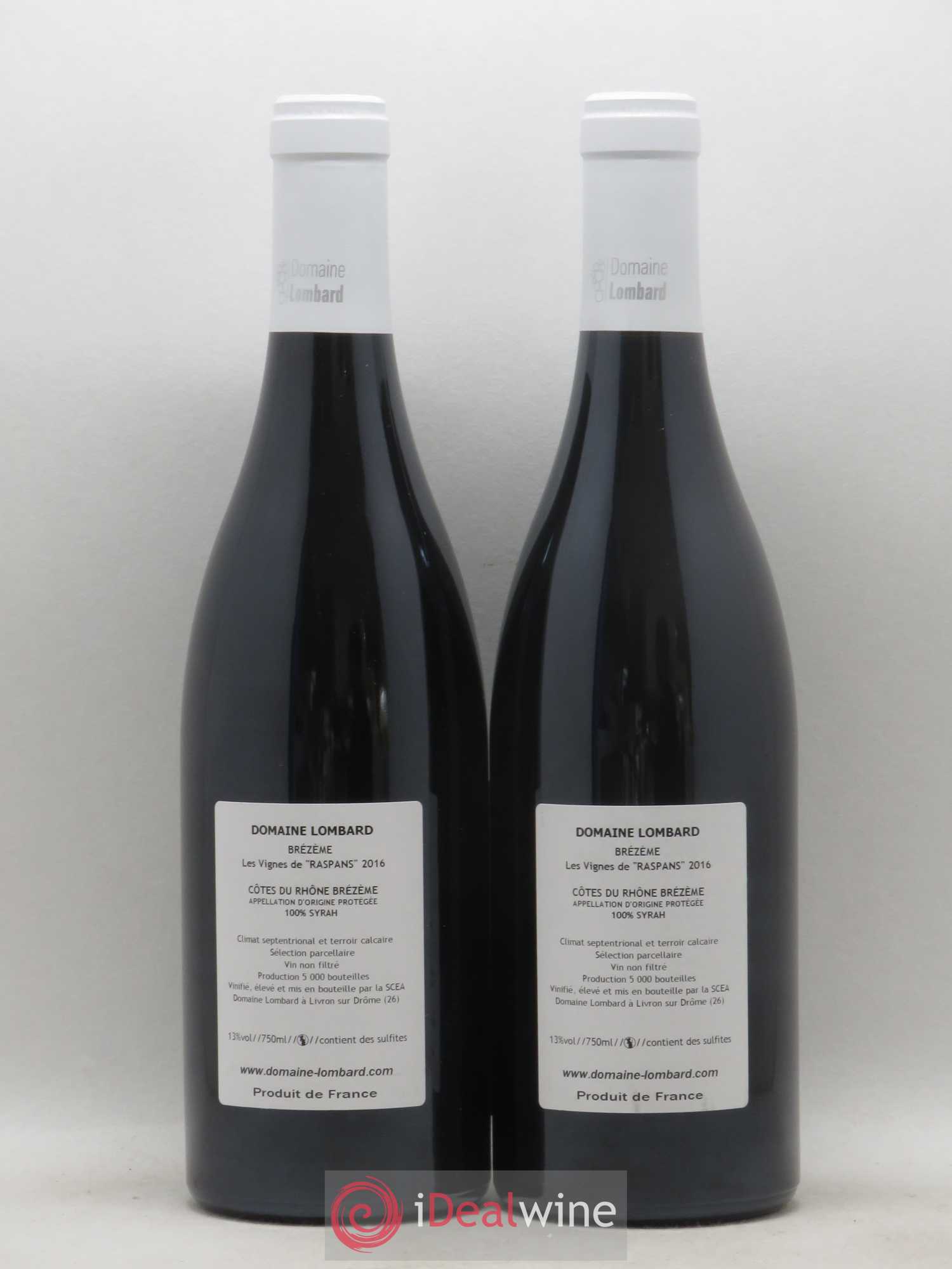 Côtes-du-Rhône Lombard Brézème Vignes de Raspans (sans prix de réserve) 2016 - Posten von 2 Flaschen - 1