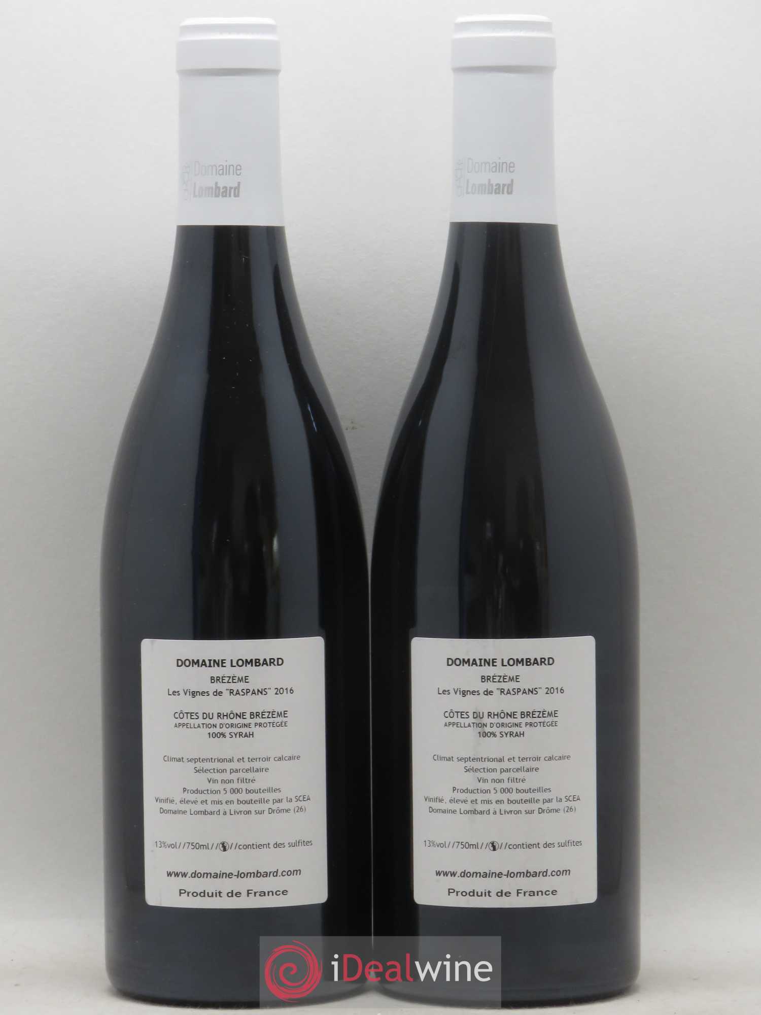 Côtes-du-Rhône Lombard Brézème Vignes de Raspans (sans prix de réserve) 2016 - Posten von 2 Flaschen - 1