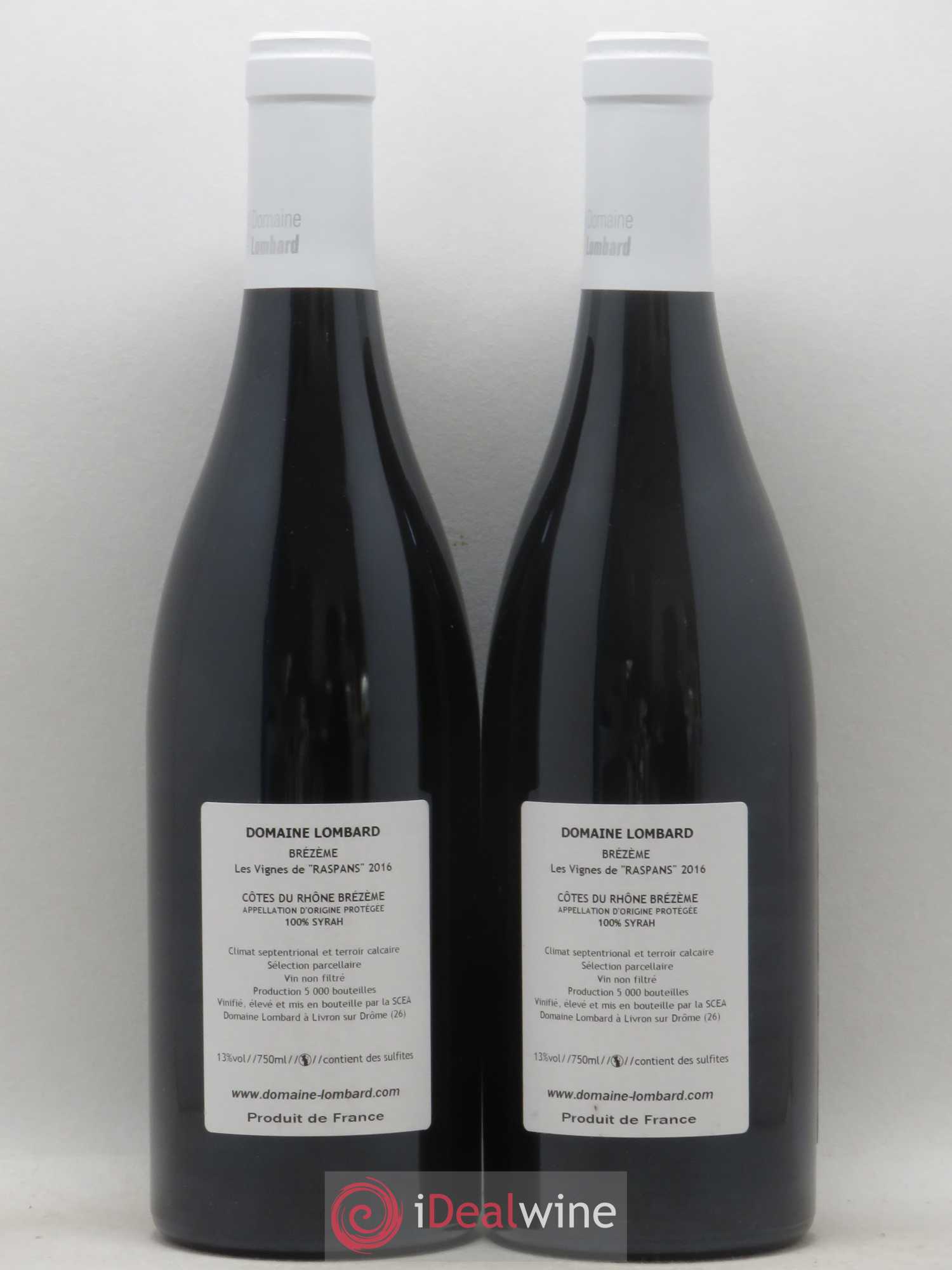 Côtes-du-Rhône Lombard Brézème Vignes de Raspans (sans prix de réserve) 2016 - Posten von 2 Flaschen - 1