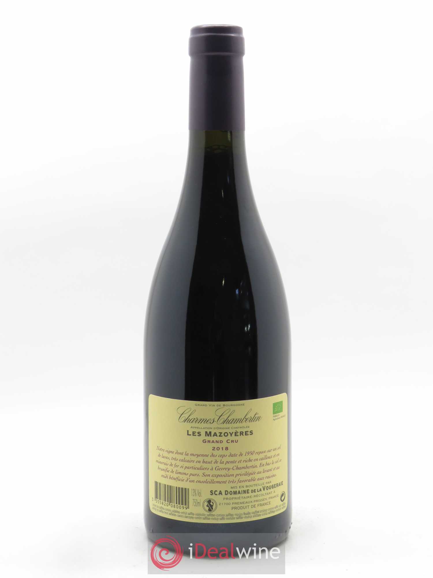 Charmes-Chambertin Grand Cru Les Mazoyères La Vougeraie 2018 - Lot de 1 bouteille - 1