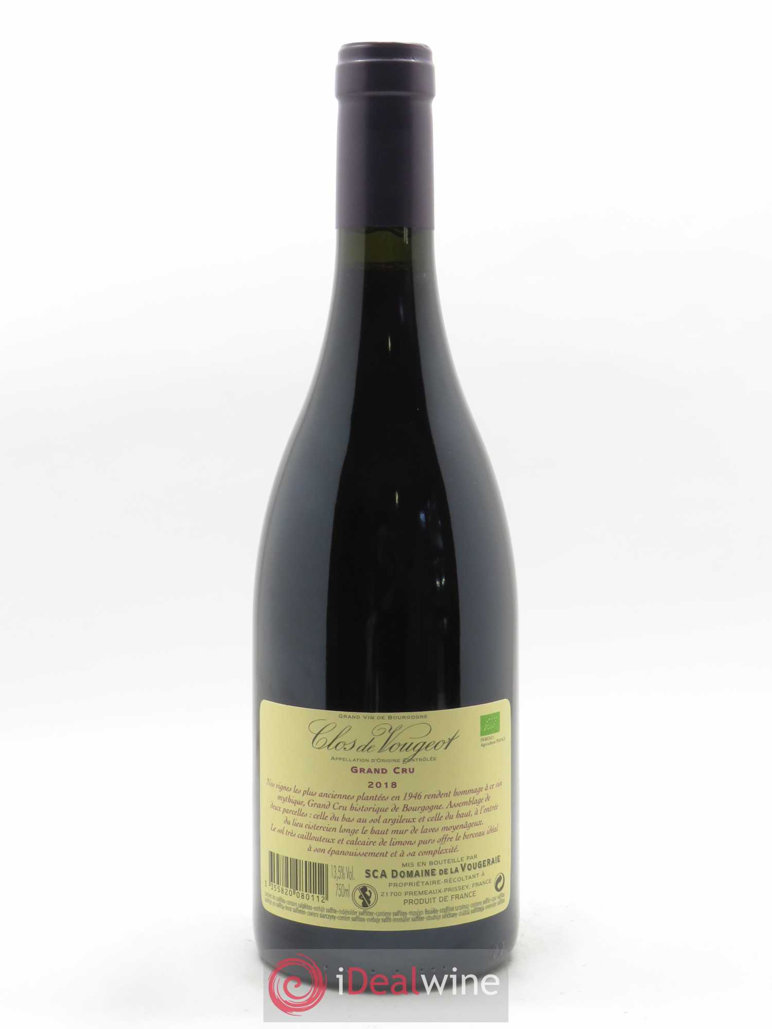 Clos de Vougeot Grand Cru La Vougeraie 2018 - Lot of 1 bottle - 1