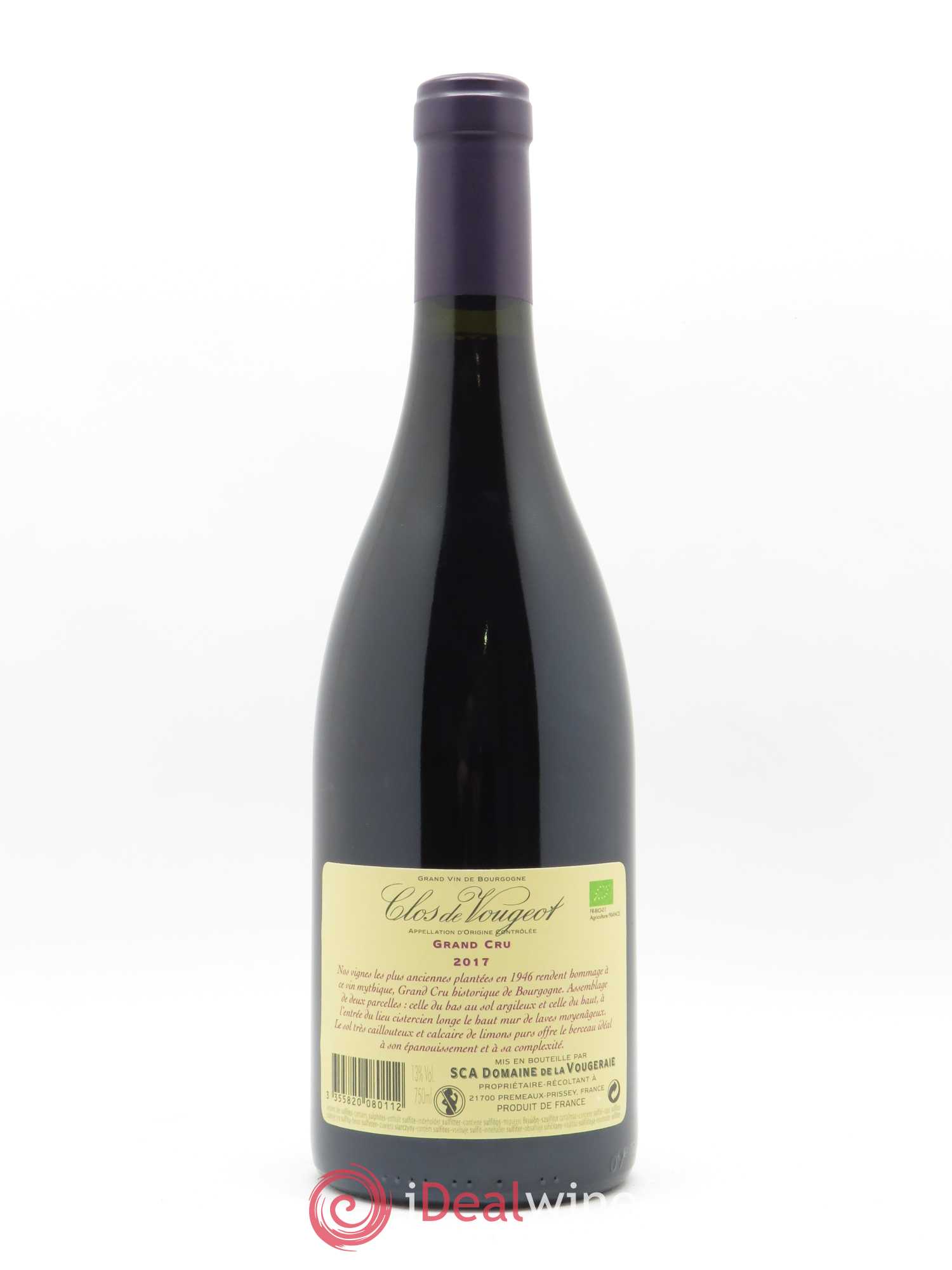 Clos de Vougeot Grand Cru La Vougeraie 2017 - Lot de 1 bouteille - 1