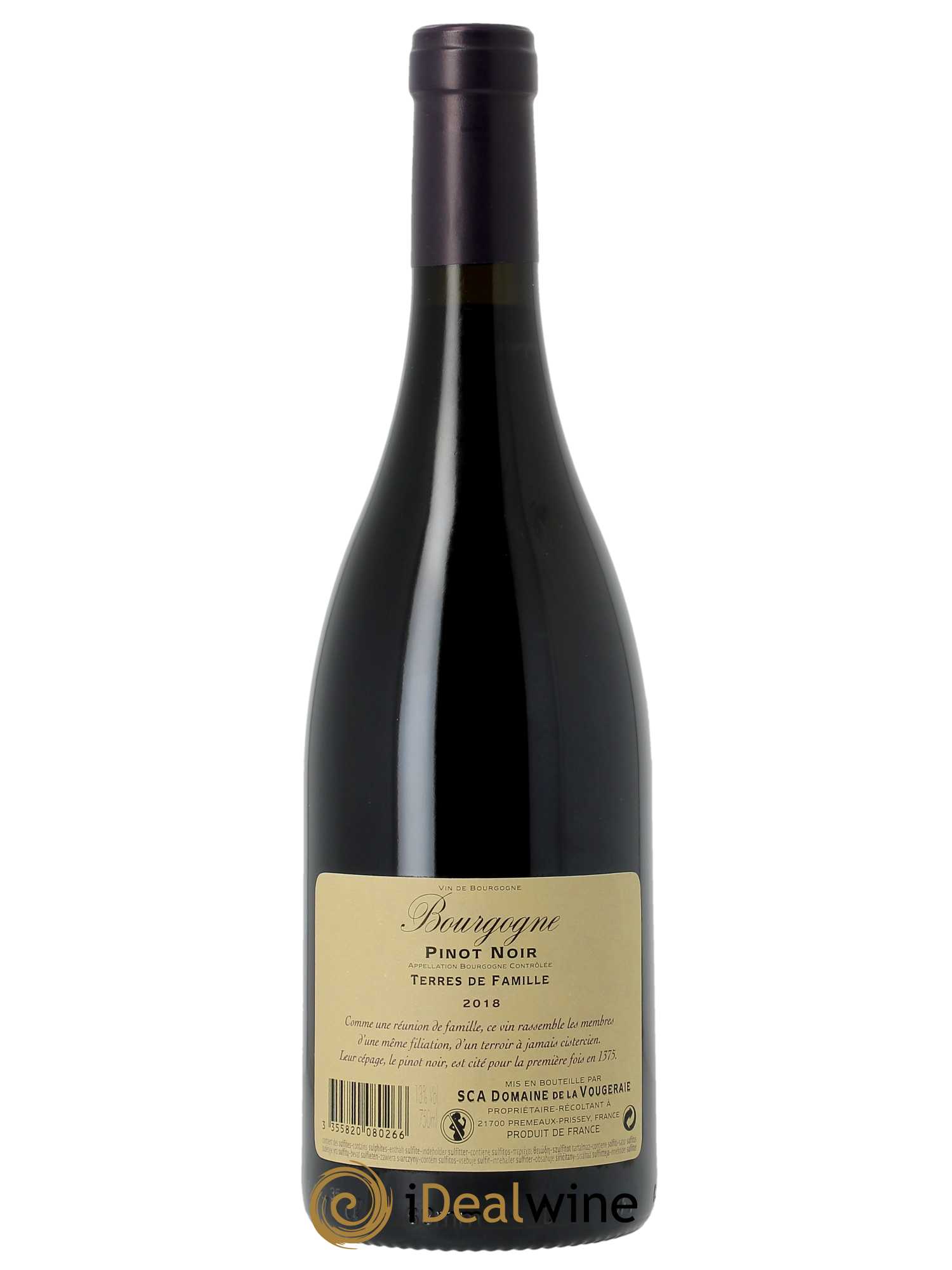 Bourgogne Pinot Noir Terres de Famille La Vougeraie 2018 - Lot of 1 bottle - 1