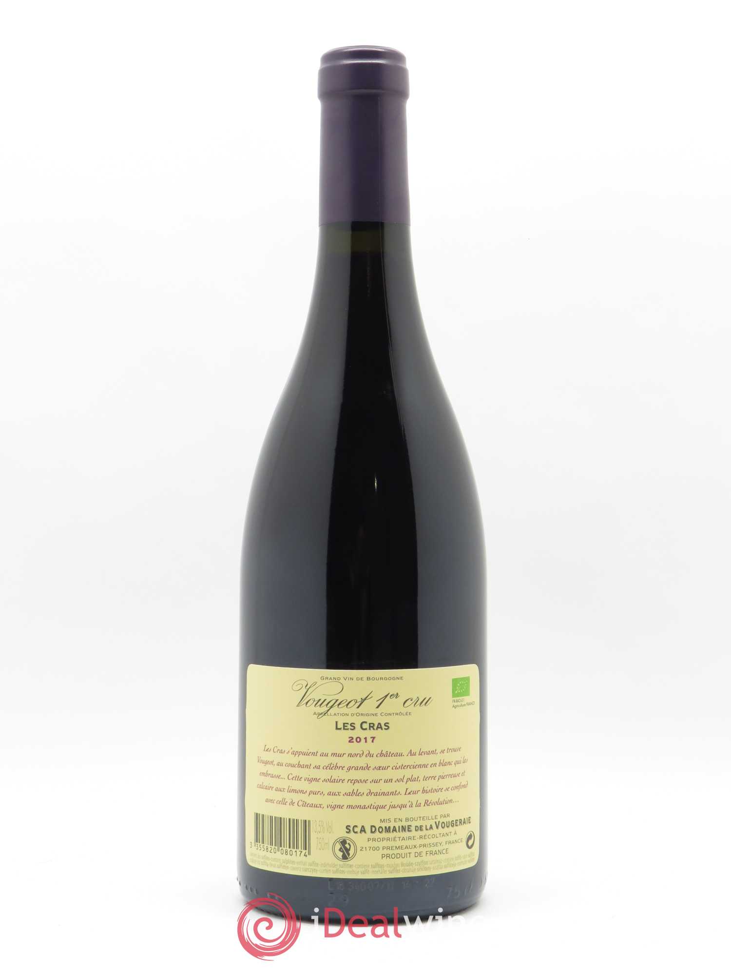 Vougeot 1er Cru Les Cras La Vougeraie 2017 - Lot de 1 bouteille - 1