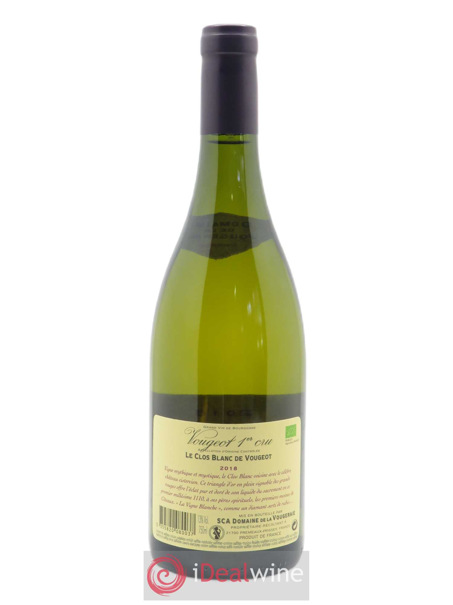 Vougeot 1er Cru Le Clos Blanc de Vougeot La Vougeraie 2018 - Lot de 1 bouteille - 1