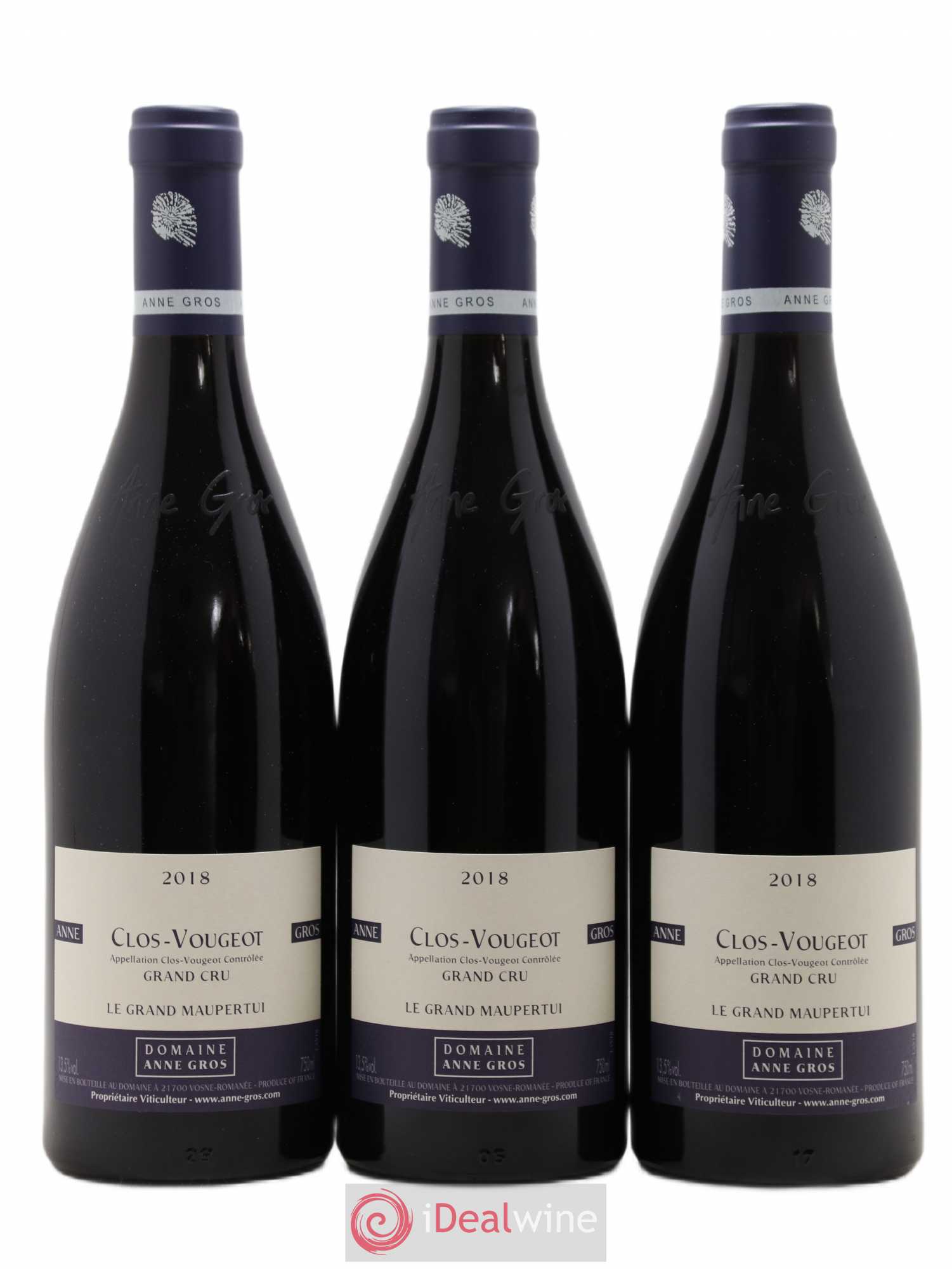 Clos de Vougeot Grand Cru Le Grand Maupertui Anne Gros 2018 - Lot de 3 bouteilles - 0