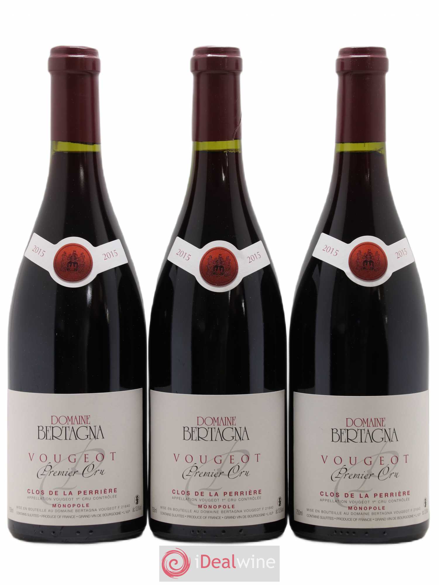 Vougeot 1er Cru Clos de La Perrière Monopole Bertagna 2015 - Lot de 3 bouteilles - 0