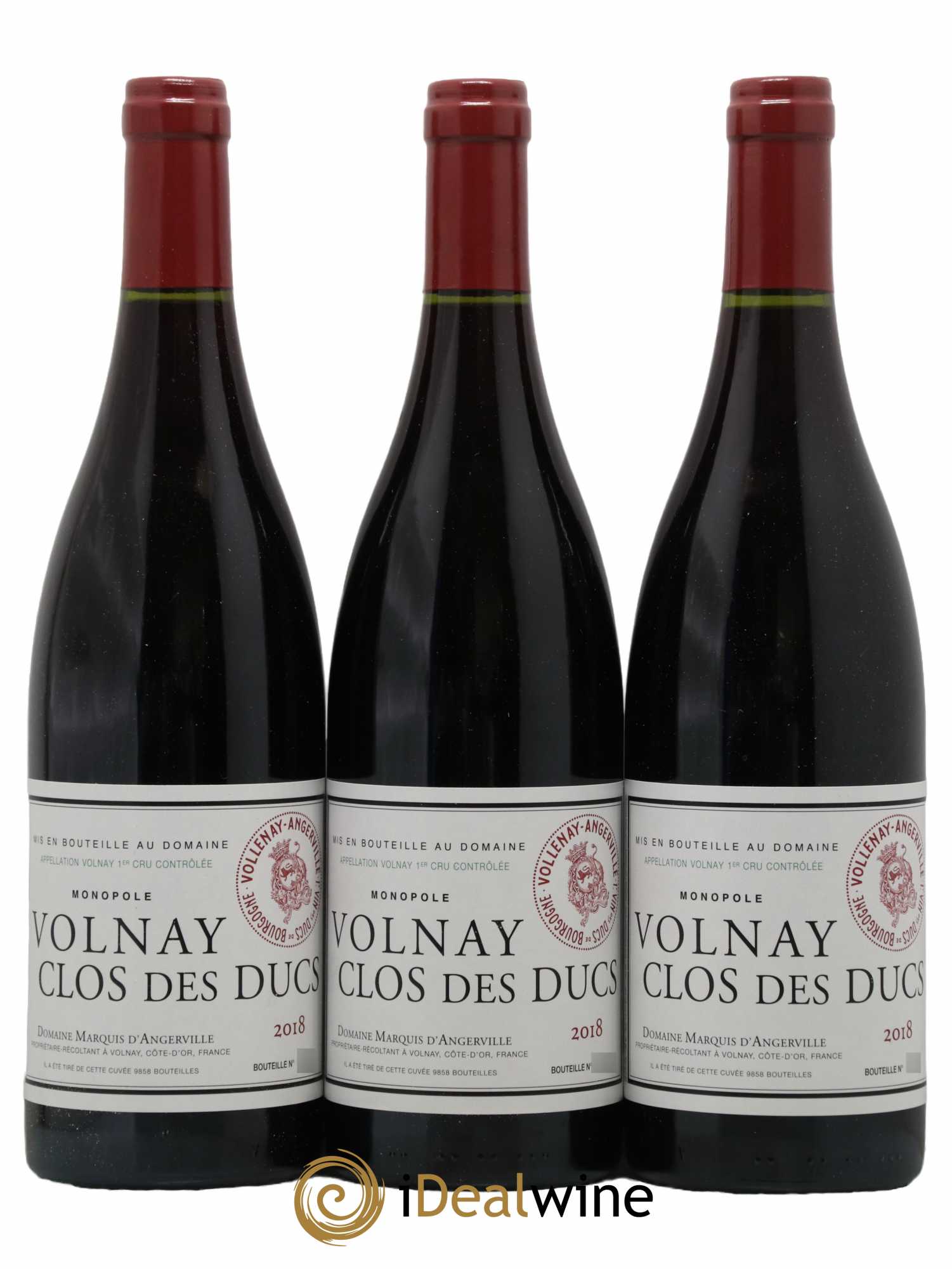 Volnay 1er Cru Clos des Ducs Marquis d'Angerville (Domaine) 2018 - Posten von 3 Flaschen - 0