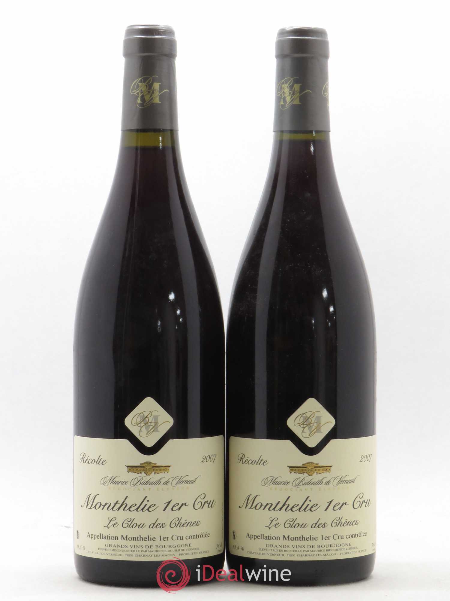 Monthélie 1er Cru Le Clou Des Chênes Maurice Bidouilh De Verneuil 2007 - Posten von 2 Flaschen - 0