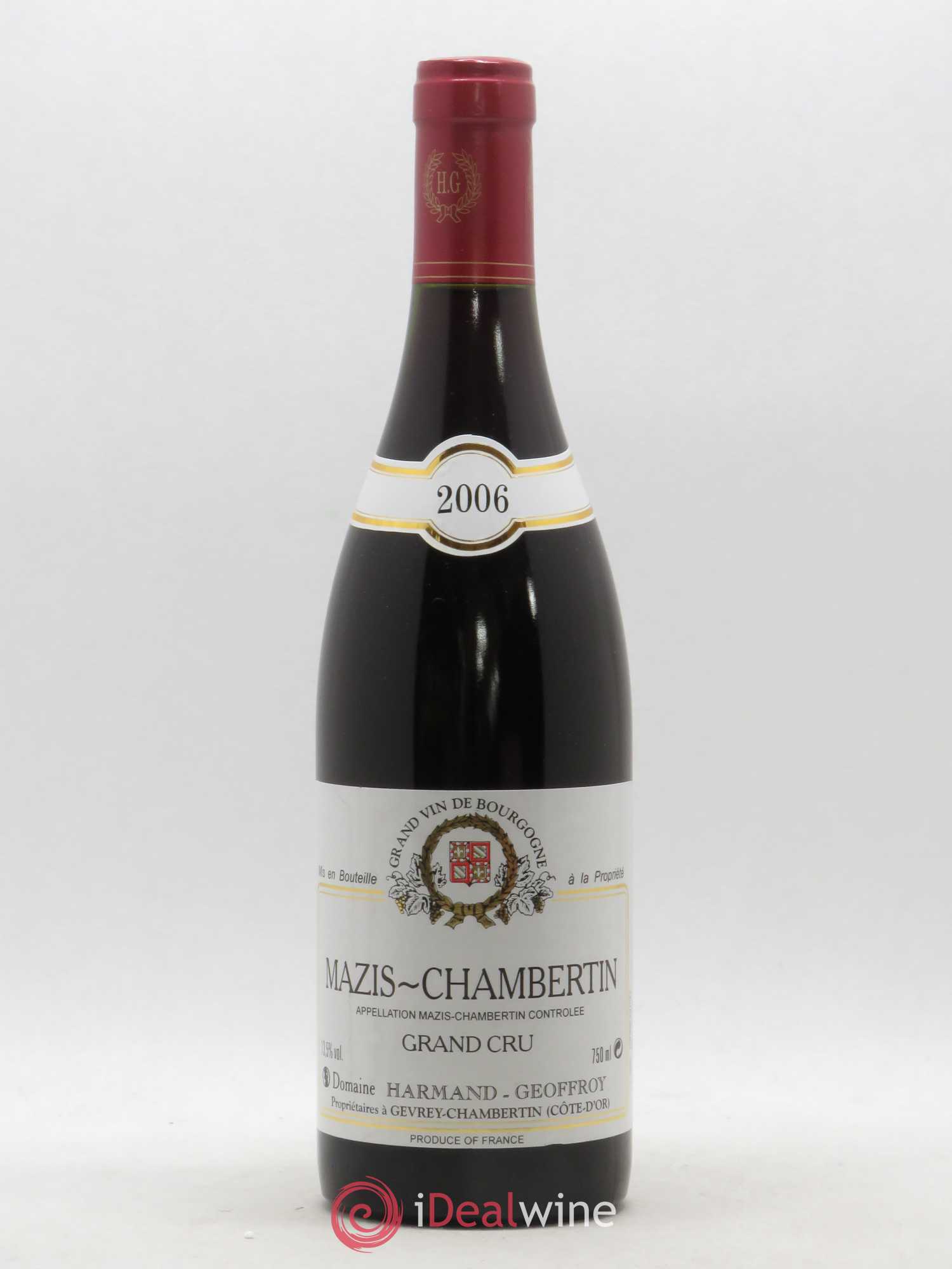 Mazis-Chambertin Grand Cru Domaine Harmand Geoffroy 2006 - Lot de 1 bouteille - 0