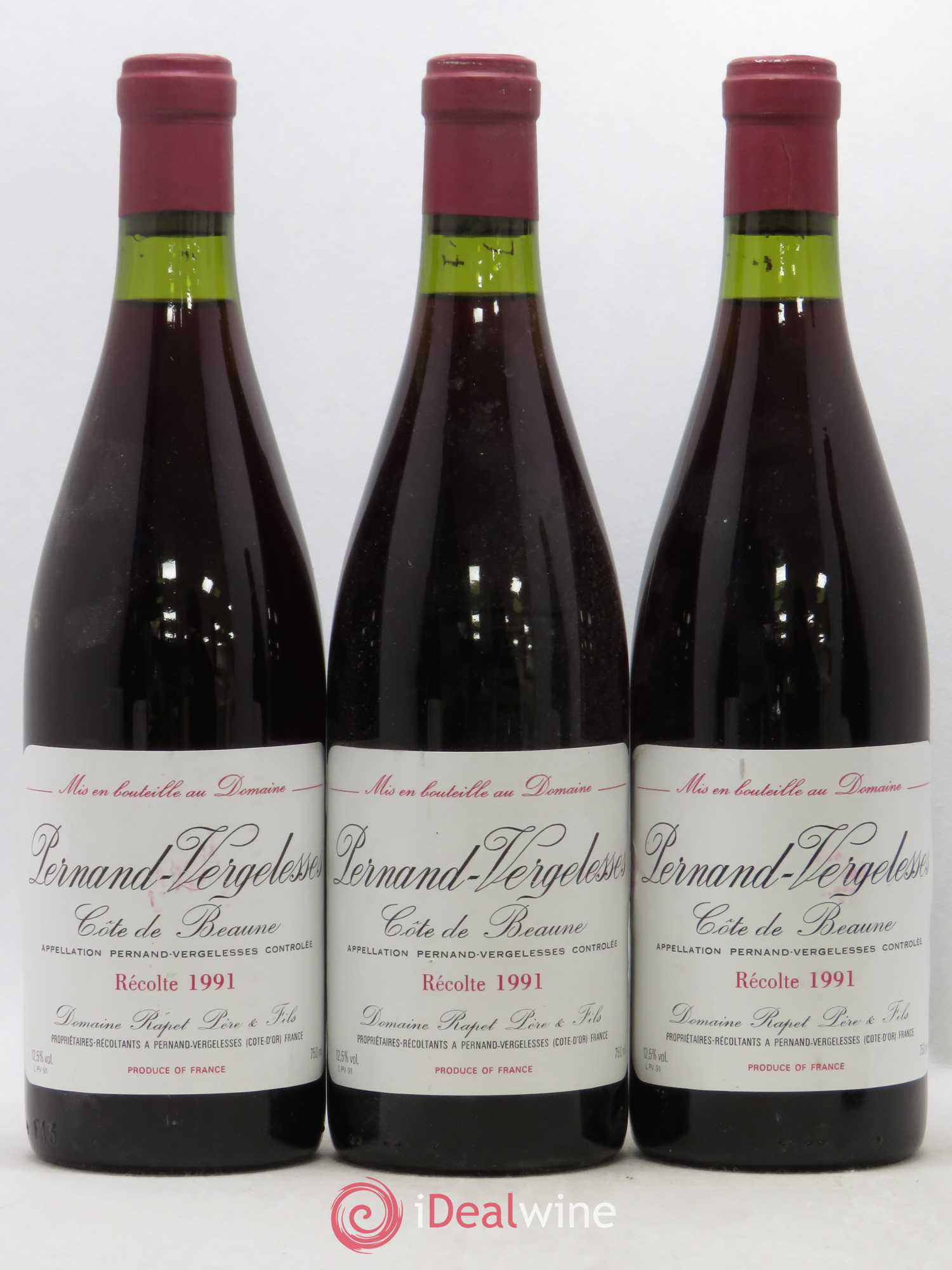 Pernand-Vergelesses Domaine Rapet 1991 - Lot de 6 bouteilles - 1