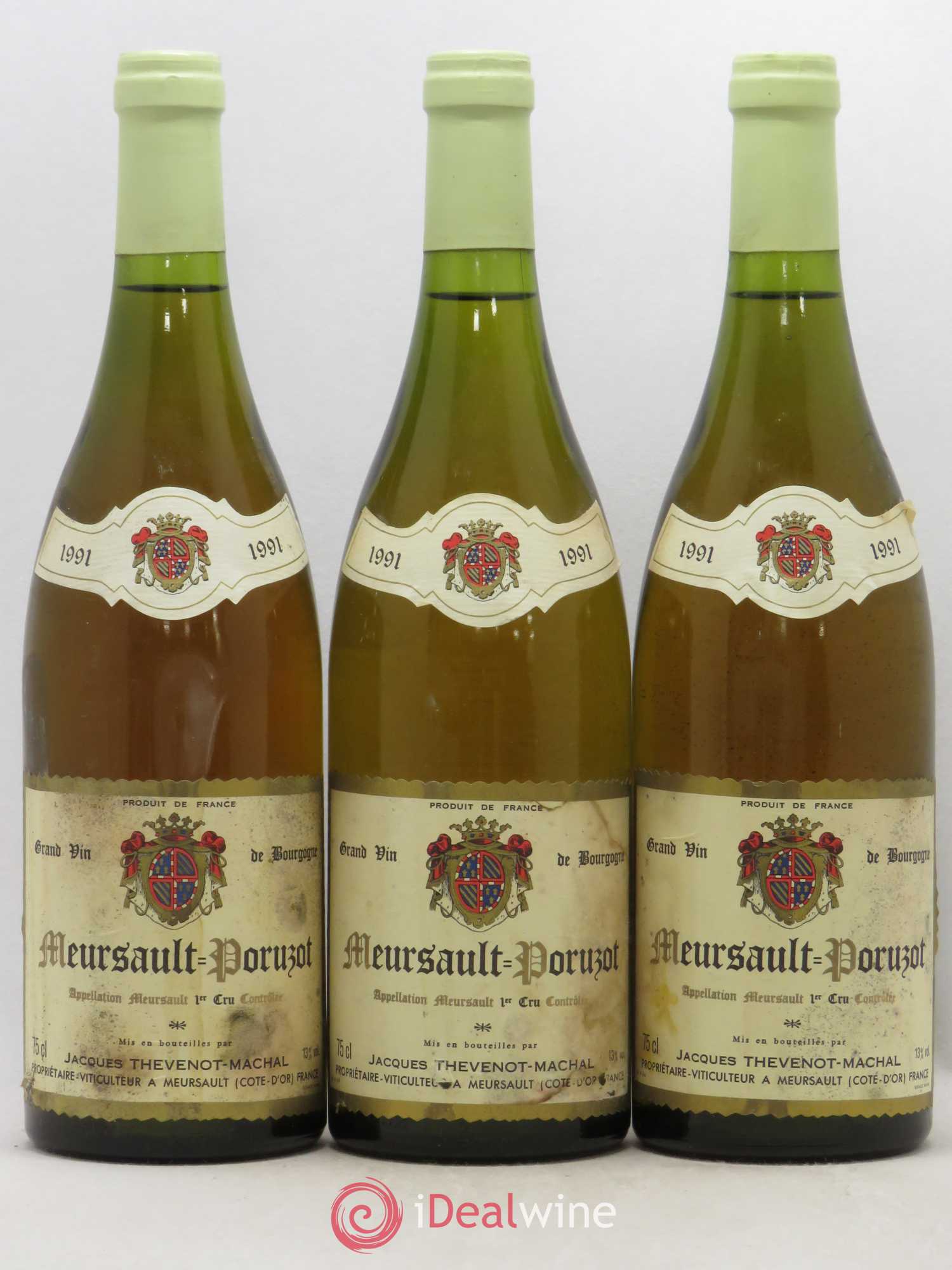 Meursault Poruzot Domaine Jacques Thevenot-Machal 1991 - Posten von 3 Flaschen - 0