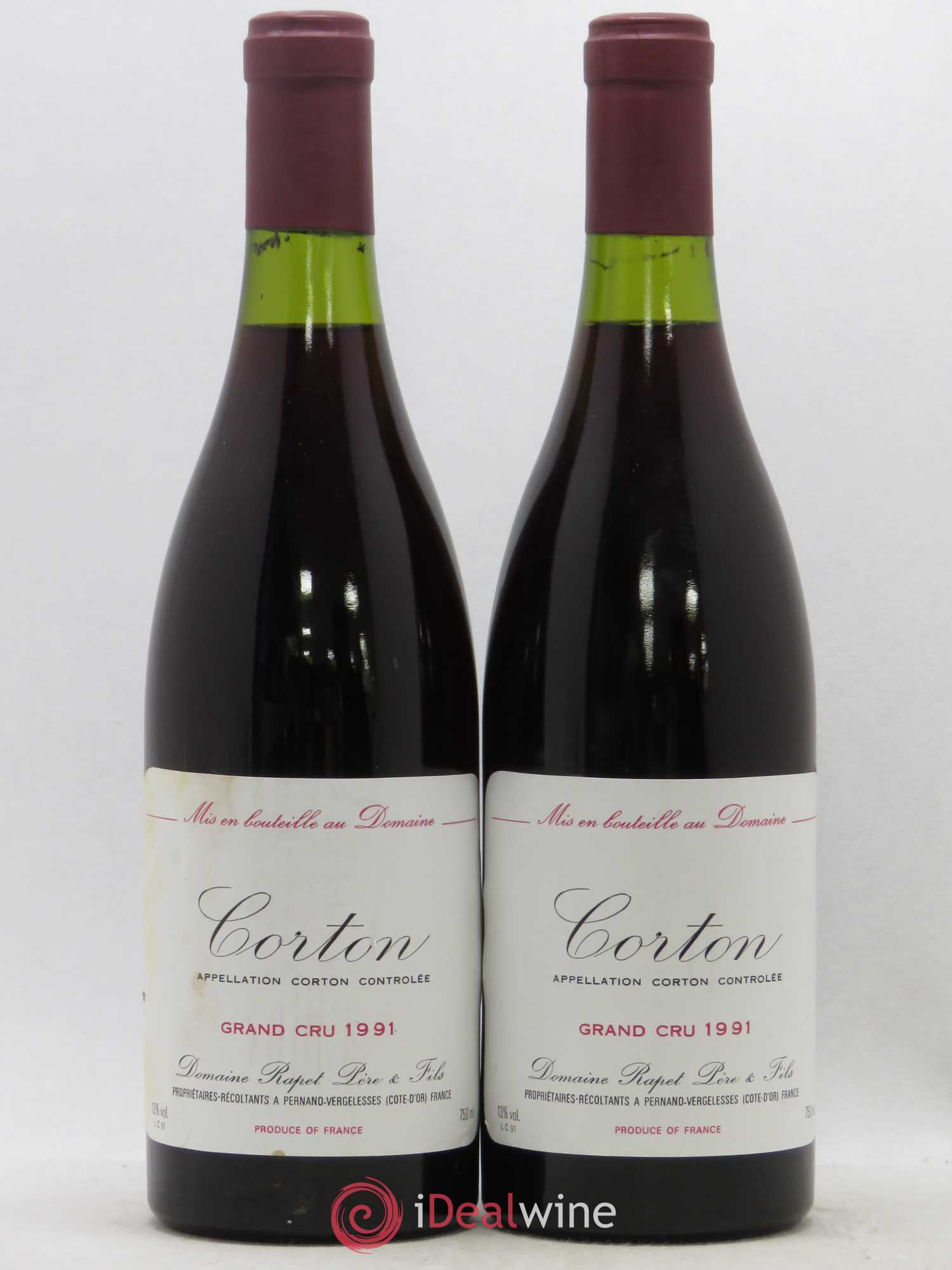 Corton Grand Cru Rapet Père & Fils 1991 - Lot de 2 bouteilles - 0