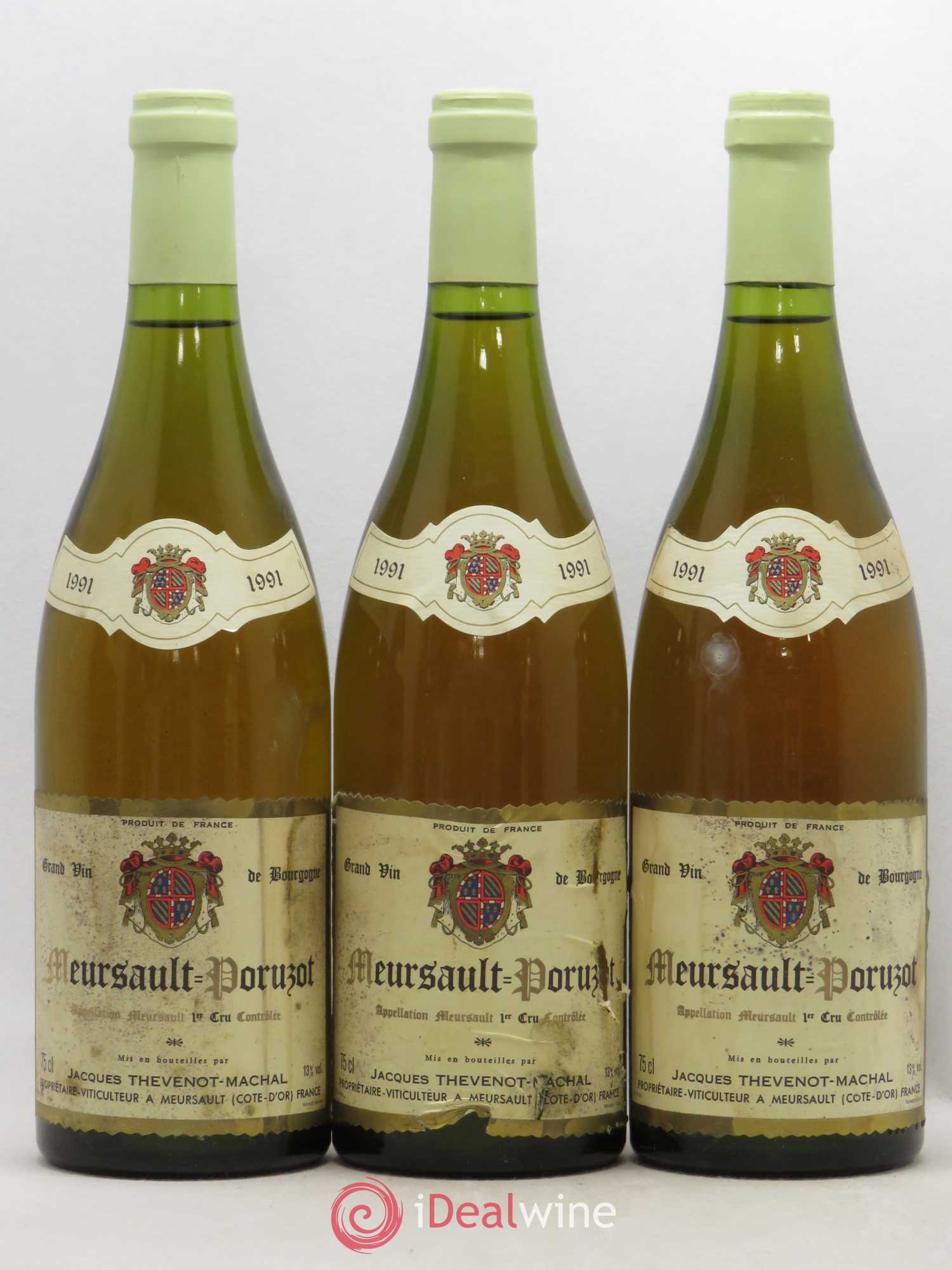 Meursault Poruzot Domaine Jacques Thevenot-Machal 1991 - Posten von 6 Flaschen - 2