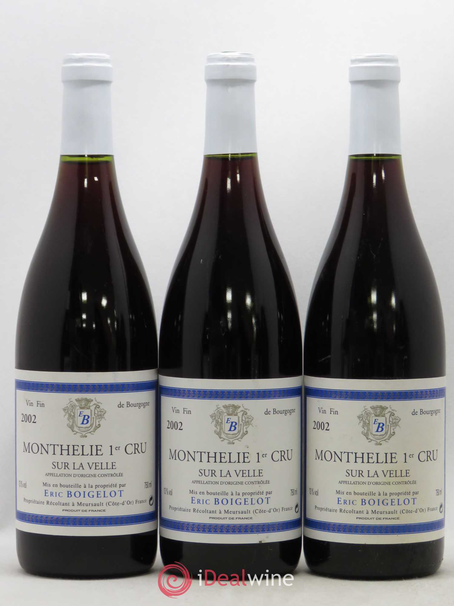 Monthélie 1er Cru Sur La Velle Domaine Eric Boigelot 2002 - Posten von 6 Flaschen - 1