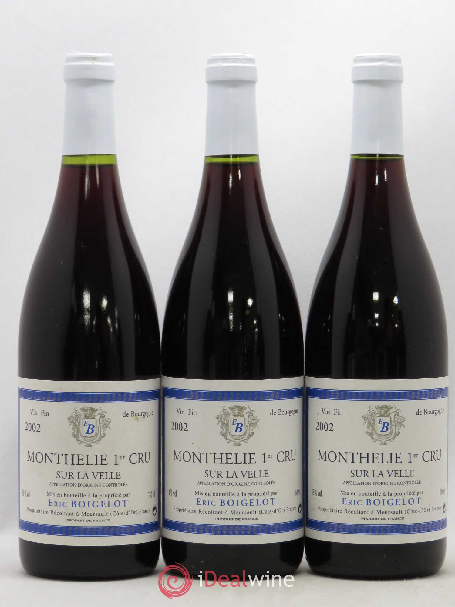 Monthélie 1er Cru Sur La Velle Domaine Eric Boigelot 2002 - Posten von 6 Flaschen - 2