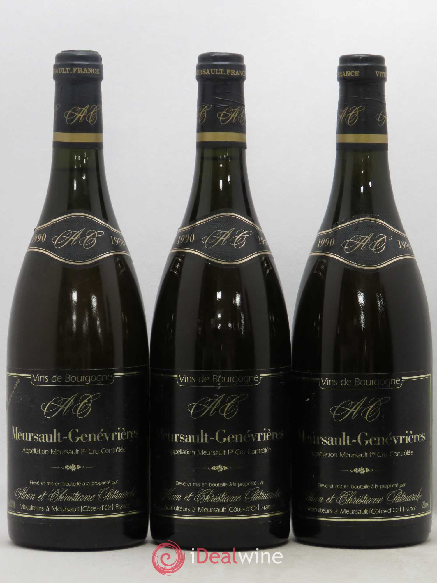 Meursault Genevrières Domaine Alain et Christiane Patriarche 1990 - Posten von 6 Flaschen - 1