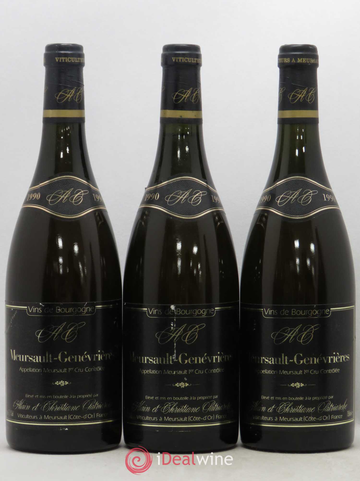 Meursault Genevrières Domaine Alain et Christiane Patriarche 1990 - Posten von 6 Flaschen - 2