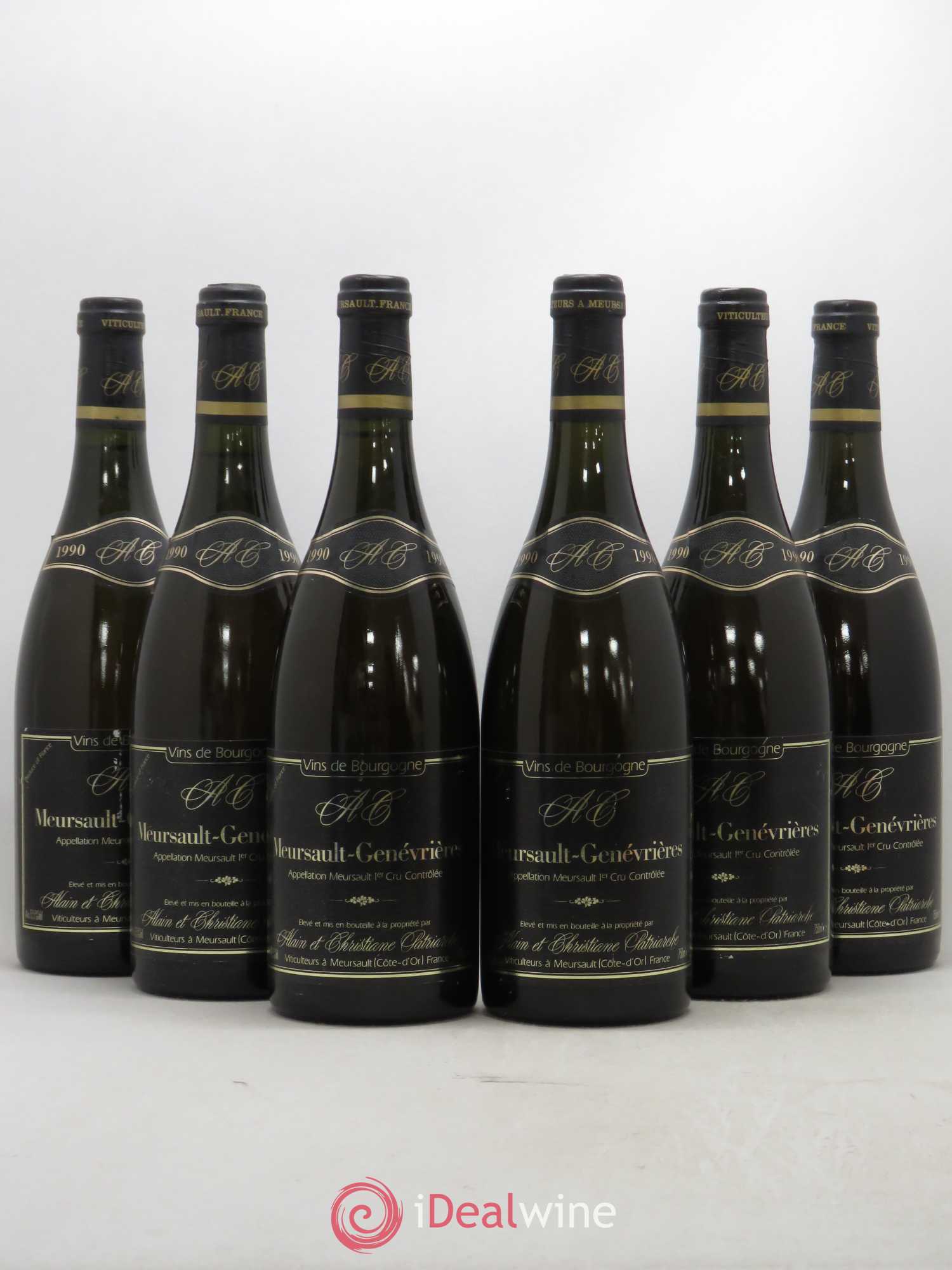 Meursault Genevrières Domaine Alain et Christiane Patriarche 1990 - Posten von 6 Flaschen - 0