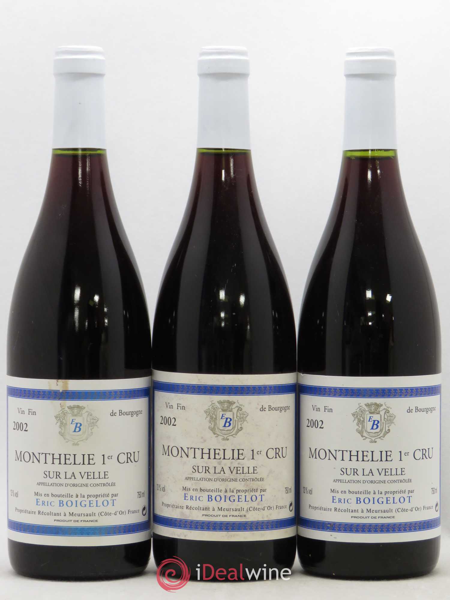 Monthélie 1er Cru Sur La Velle Domaine Eric Boigelot 2002 - Posten von 3 Flaschen - 0