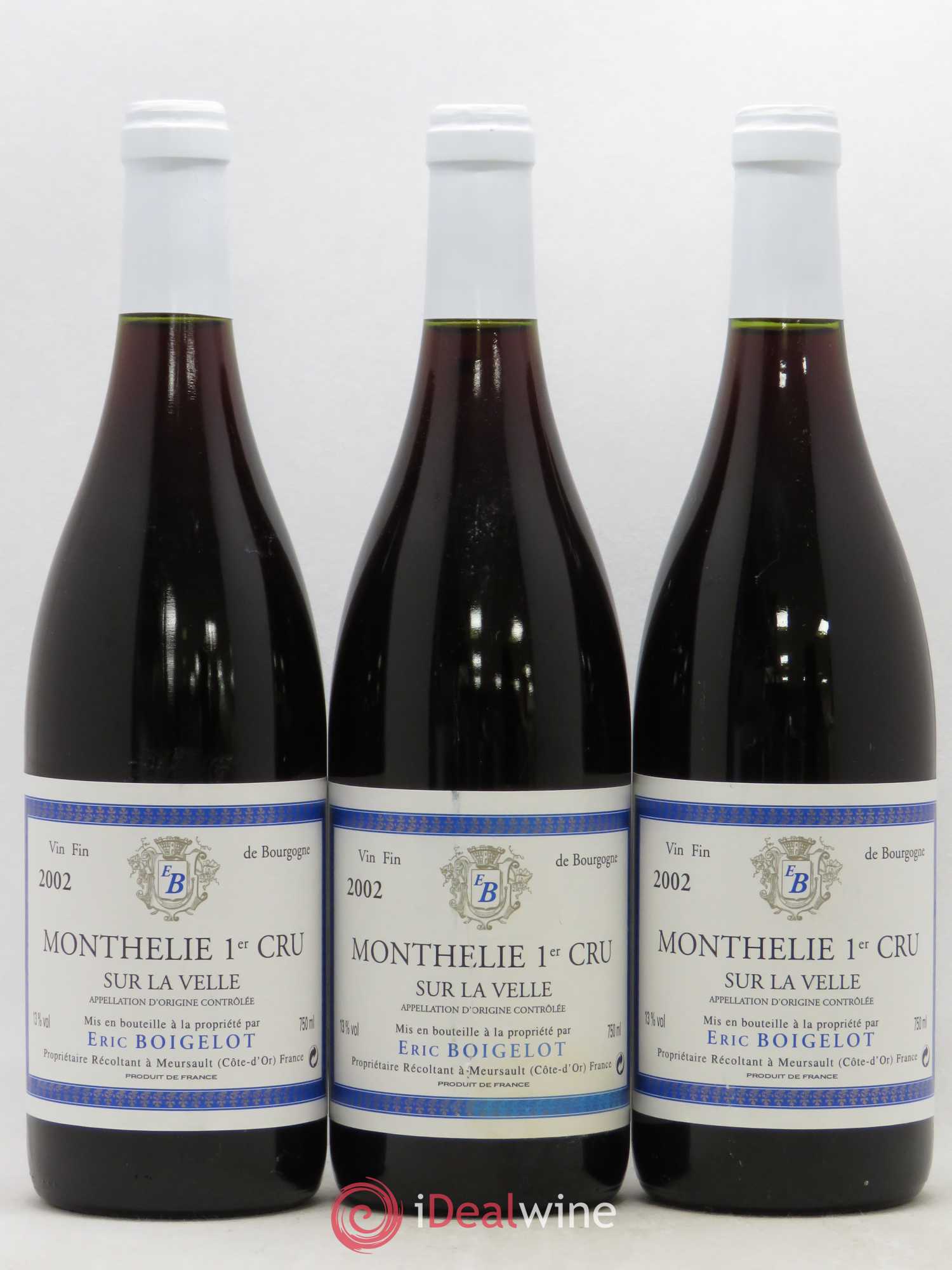 Monthélie 1er Cru Sur La Velle Domaine Eric Boigelot 2002 - Posten von 3 Flaschen - 0