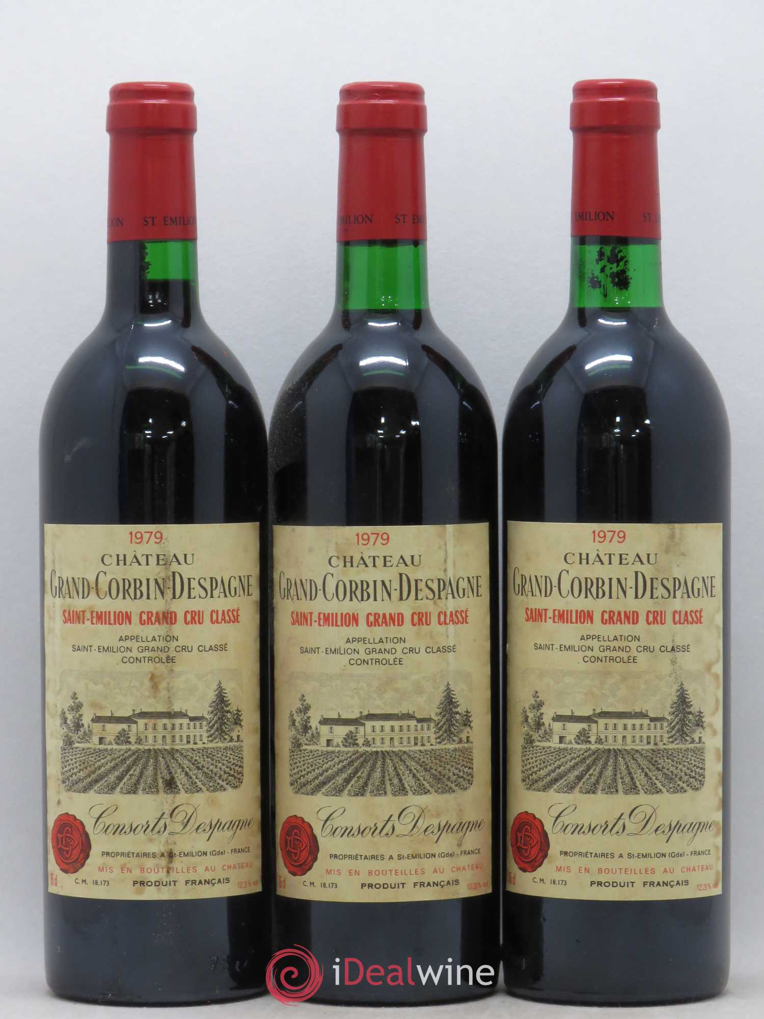 Château Grand Corbin Despagne Grand Cru Classé 1979 - Lot de 3 bouteilles - 0