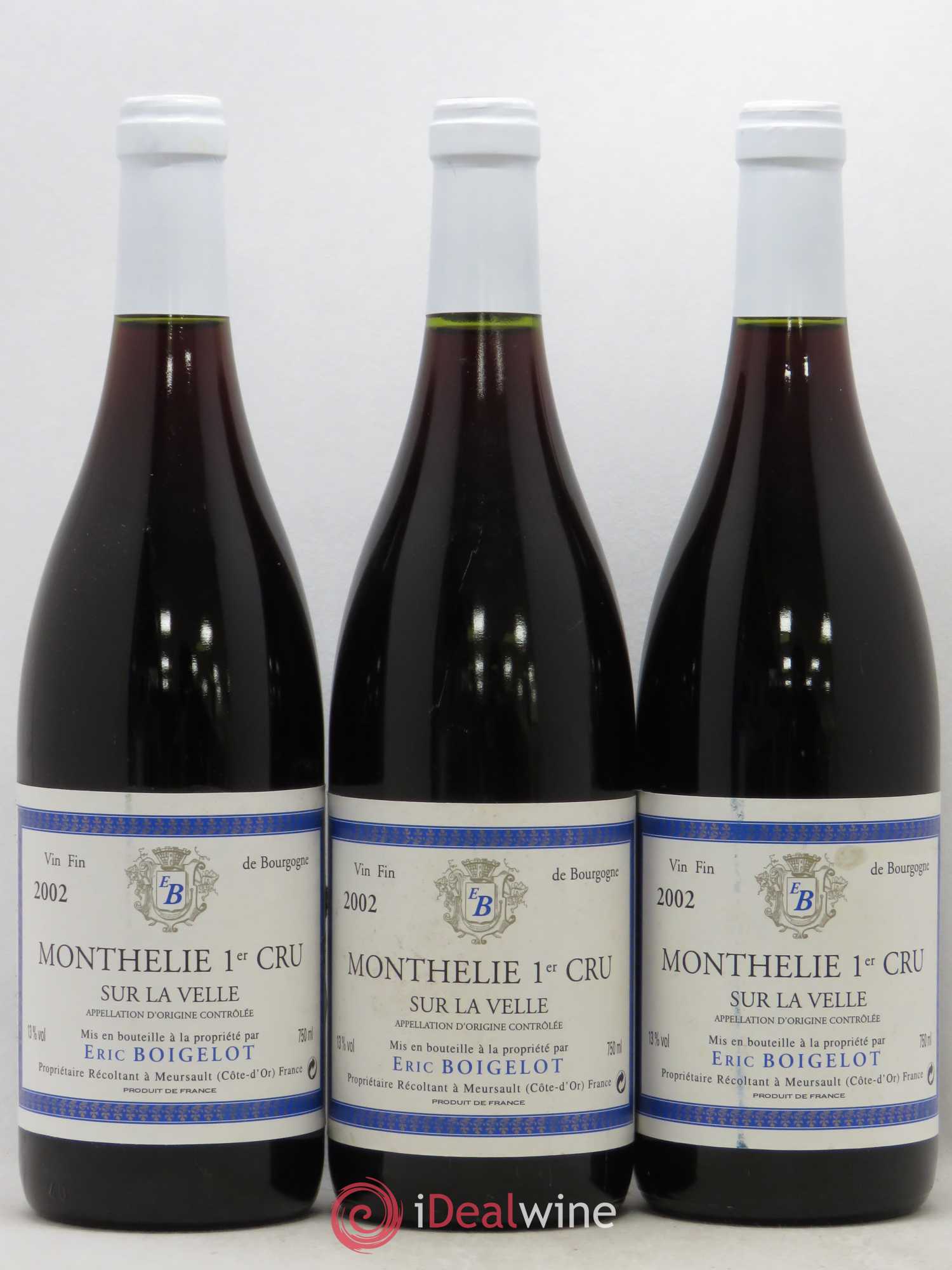 Monthélie 1er Cru Sur La Velle Domaine Eric Boigelot 2002 - Posten von 3 Flaschen - 0