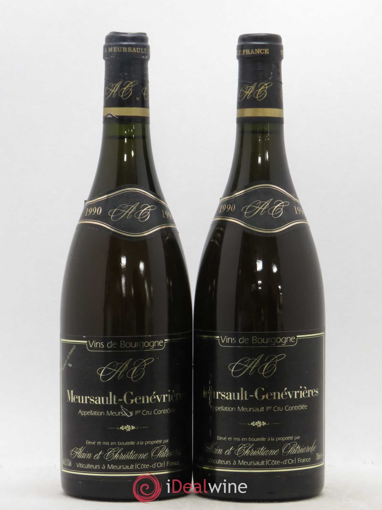 Meursault 1er Cru Genevrières Domaine Alain et Christiane Patriarche 1990 - Posten von 2 Flaschen - 0