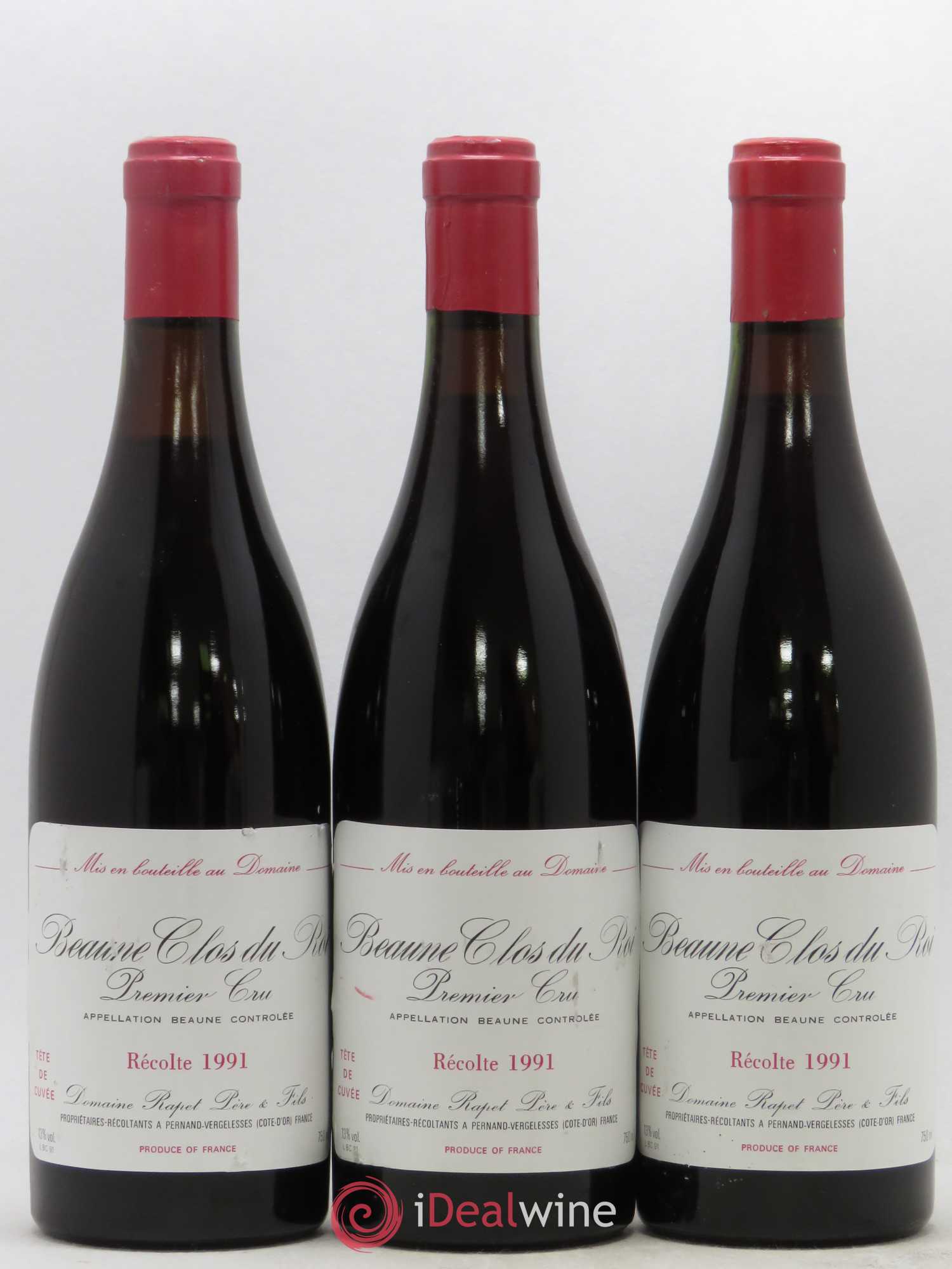 Beaune 1er Cru Clos Du Roi Domaine Rapet Tête de Cuvée 1991 - Posten von 3 Flaschen - 0