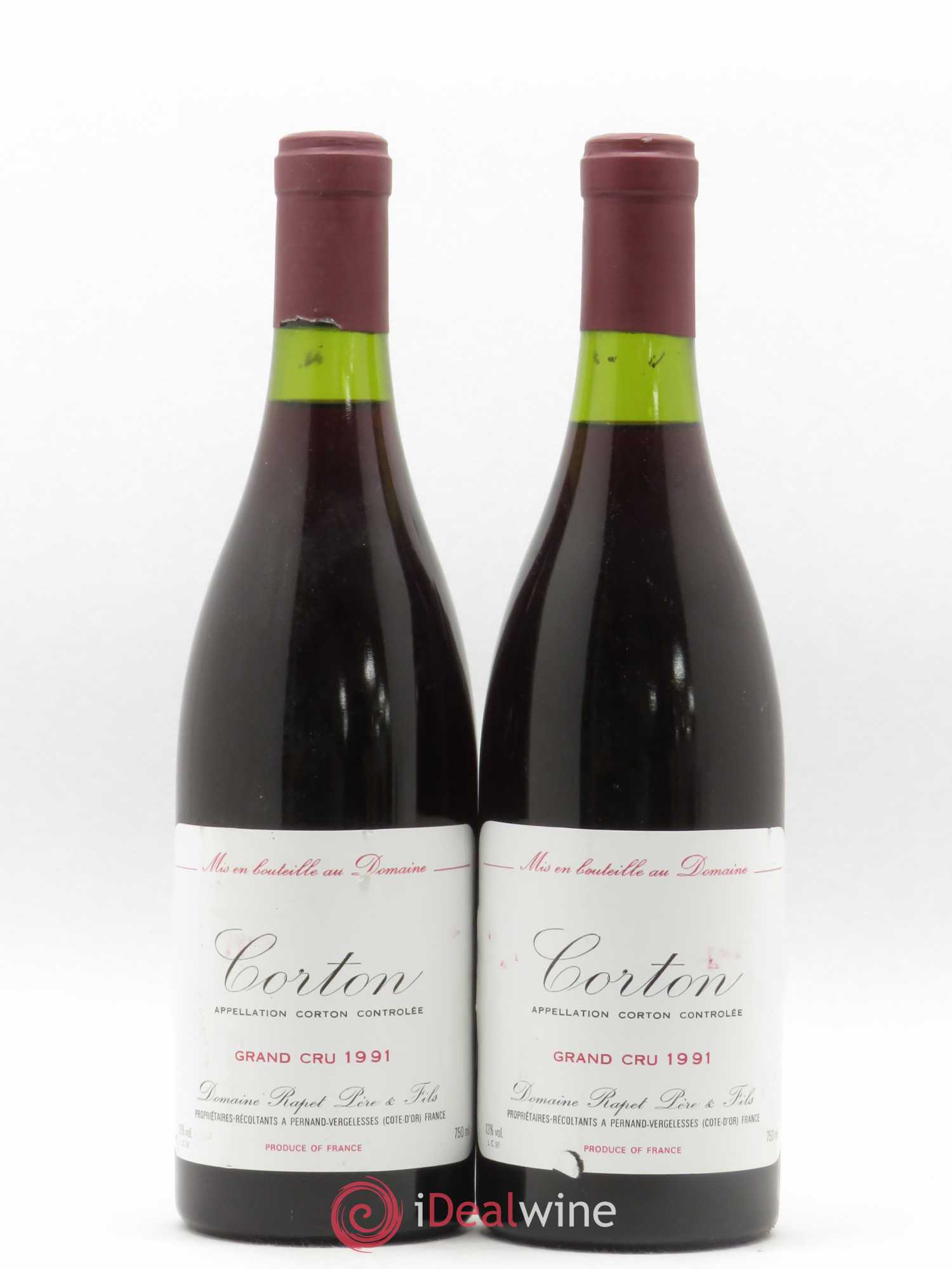 Corton Grand Cru Pougets Rapet Père & Fils 1991 - Lot de 2 bouteilles - 0