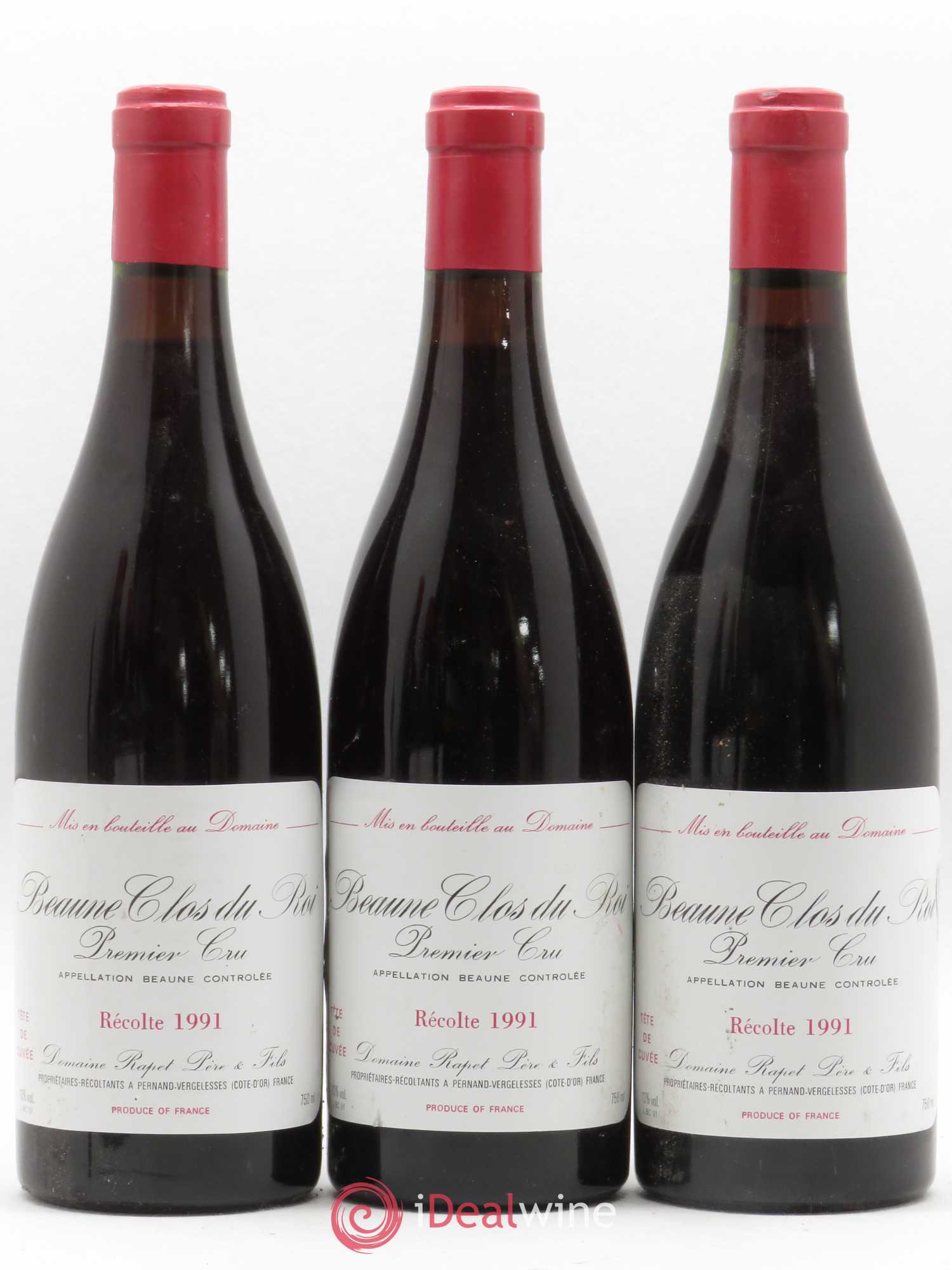 Beaune 1er Cru Clos Du Roi Domaine Rapet tête de cuvée 1991 - Posten von 6 Flaschen - 2
