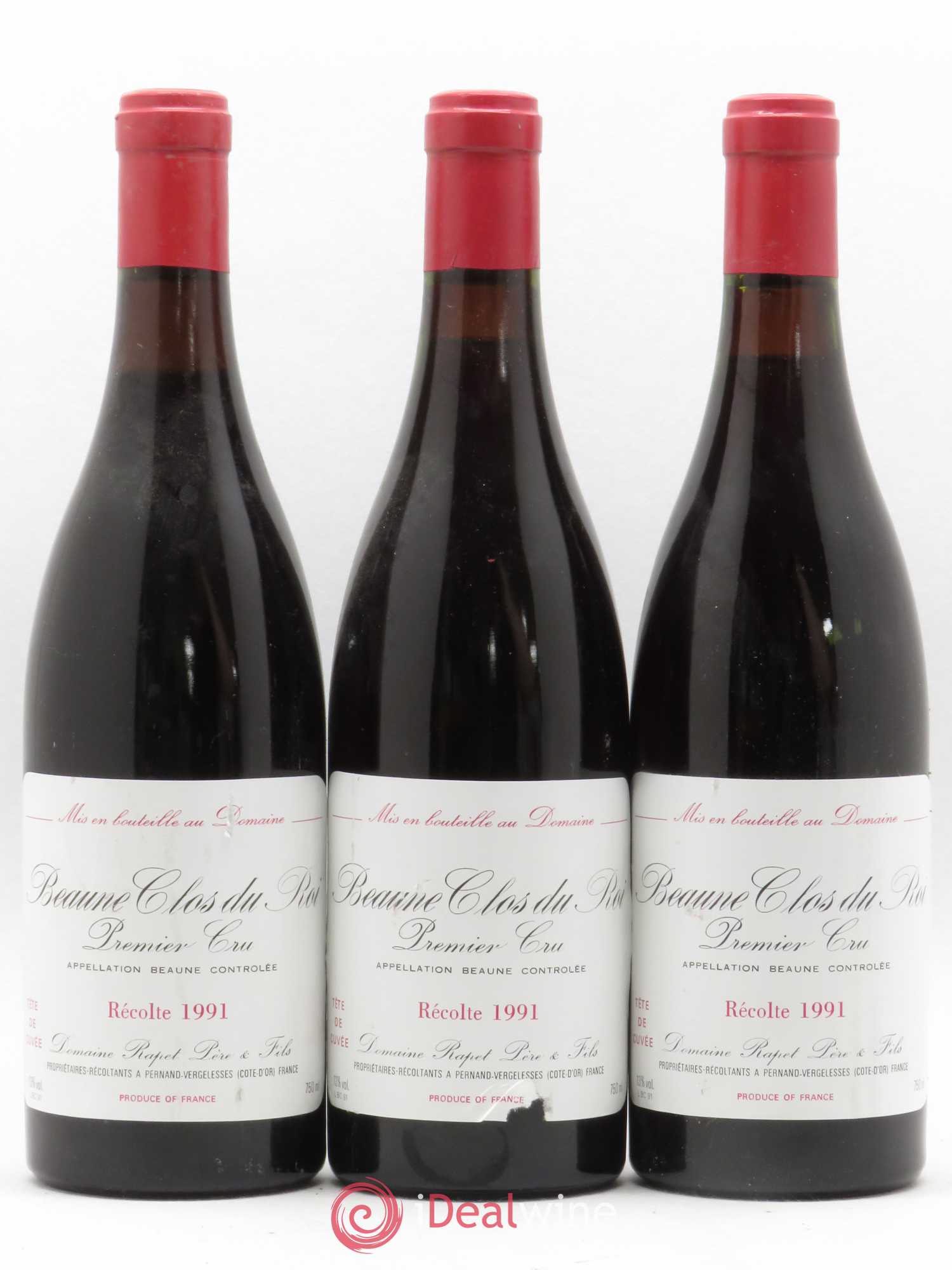 Beaune 1er Cru Clos Du Roi Domaine Rapet tête de cuvée 1991 - Posten von 6 Flaschen - 1
