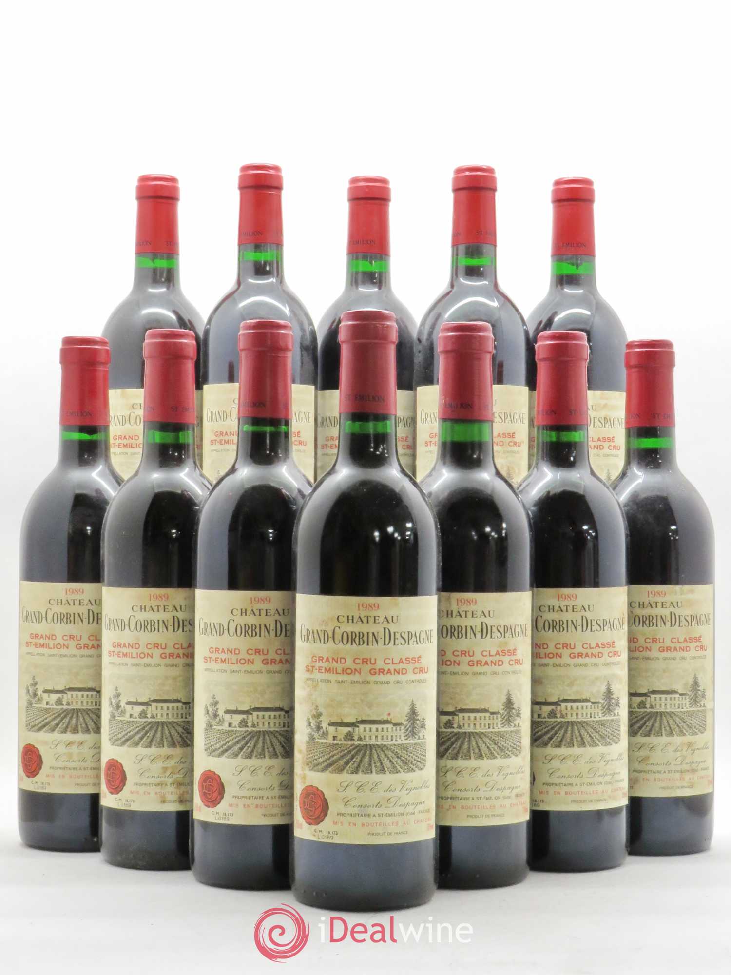 Château Grand Corbin Despagne Grand Cru Classé 1989 - Lot de 12 bouteilles - 0
