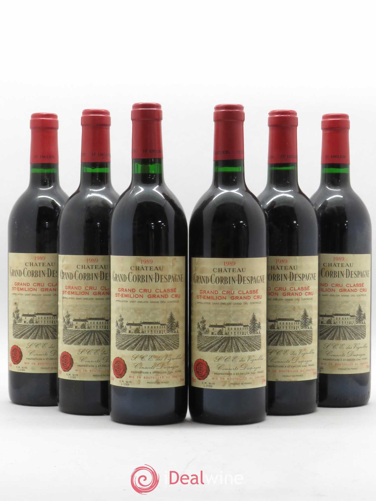 Château Grand Corbin Despagne Grand Cru Classé 1989 - Lot de 6 bouteilles - 0