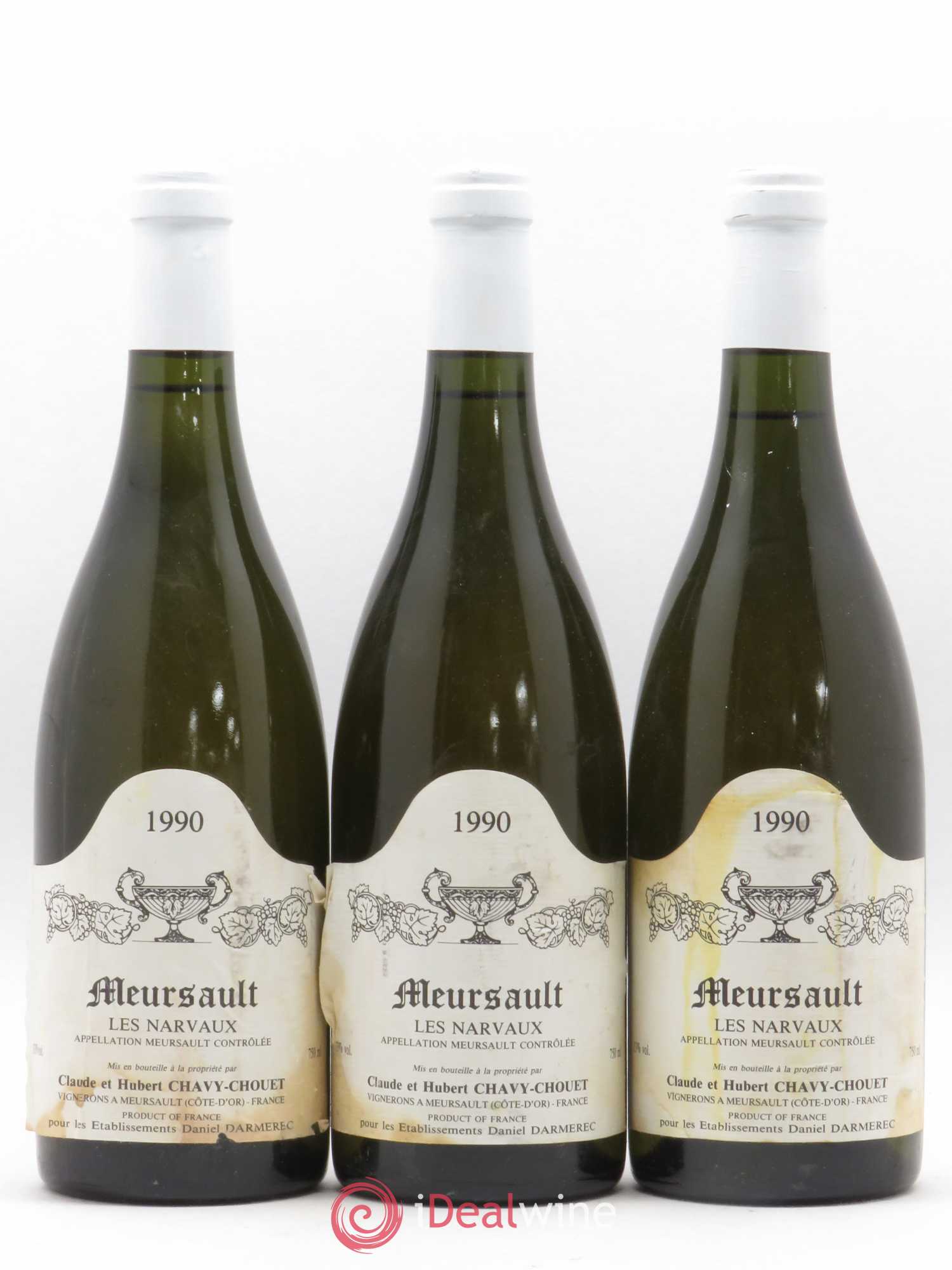Meursault Les Narvaux Chavy-Chouet 1990 - Lot de 3 bouteilles - 0