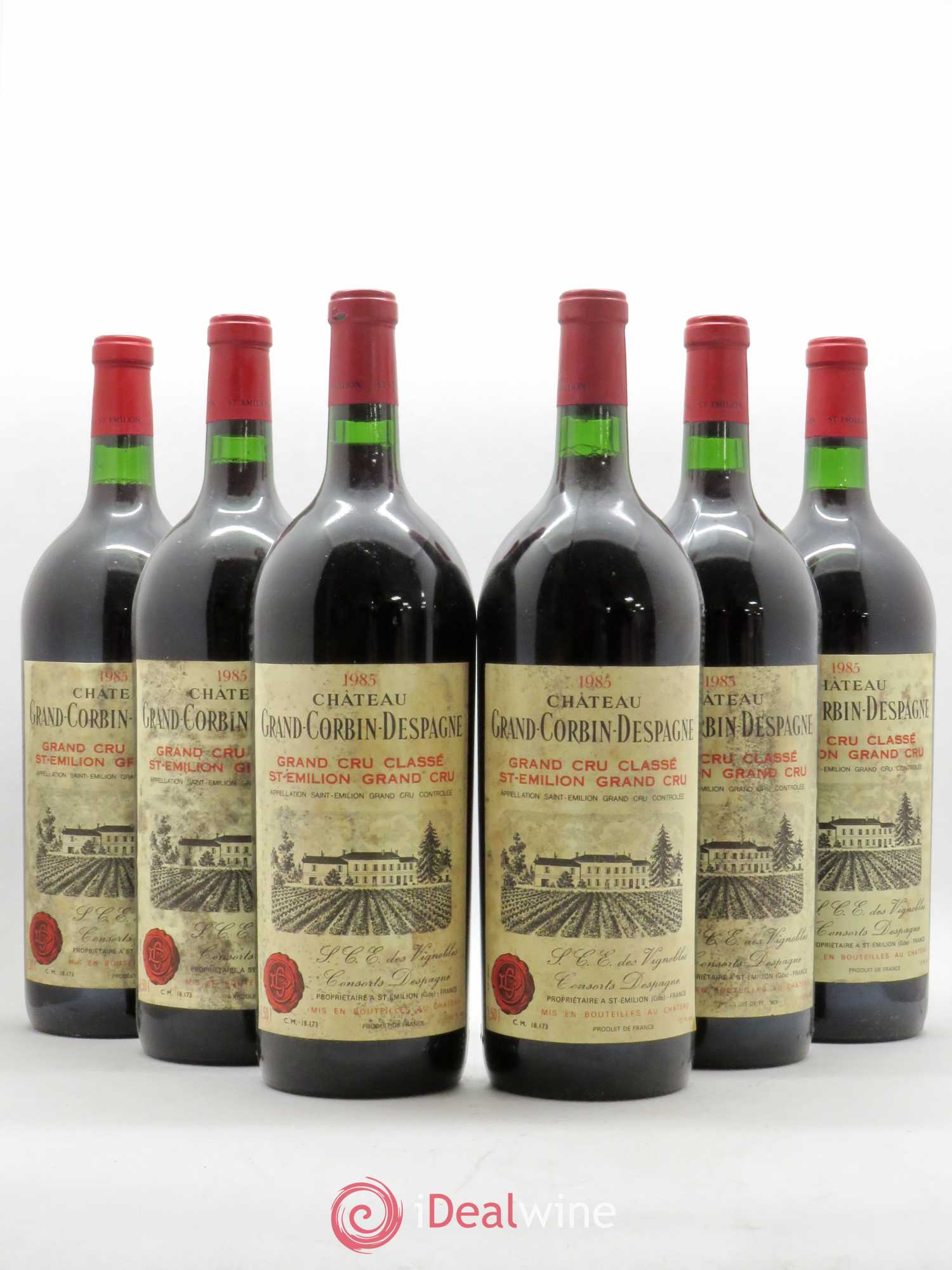 Château Grand Corbin Despagne Grand Cru Classé 1985 - Lot de 6 magnums - 0