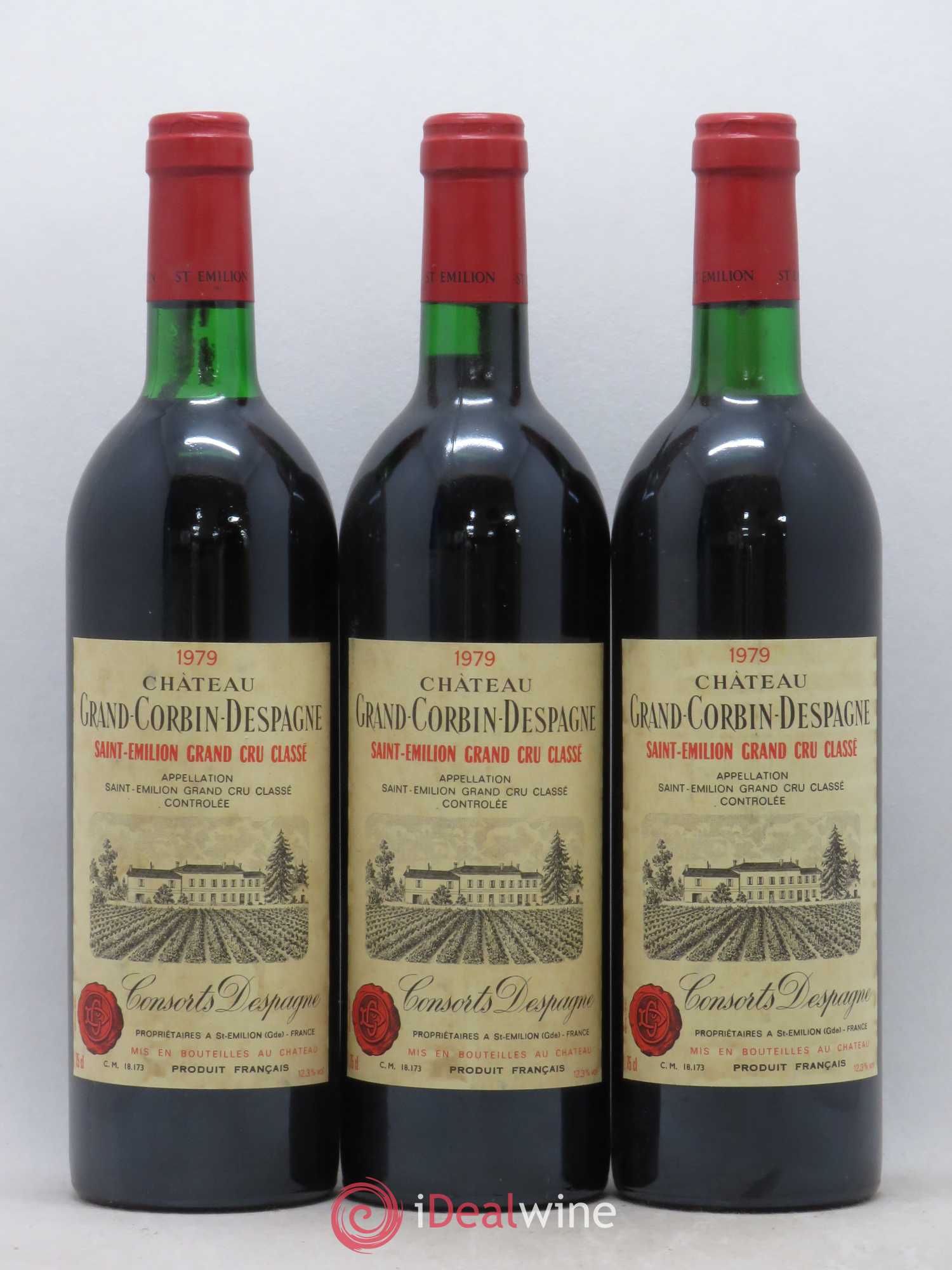 Château Grand Corbin Despagne Grand Cru Classé 1979 - Lot de 3 bouteilles - 0
