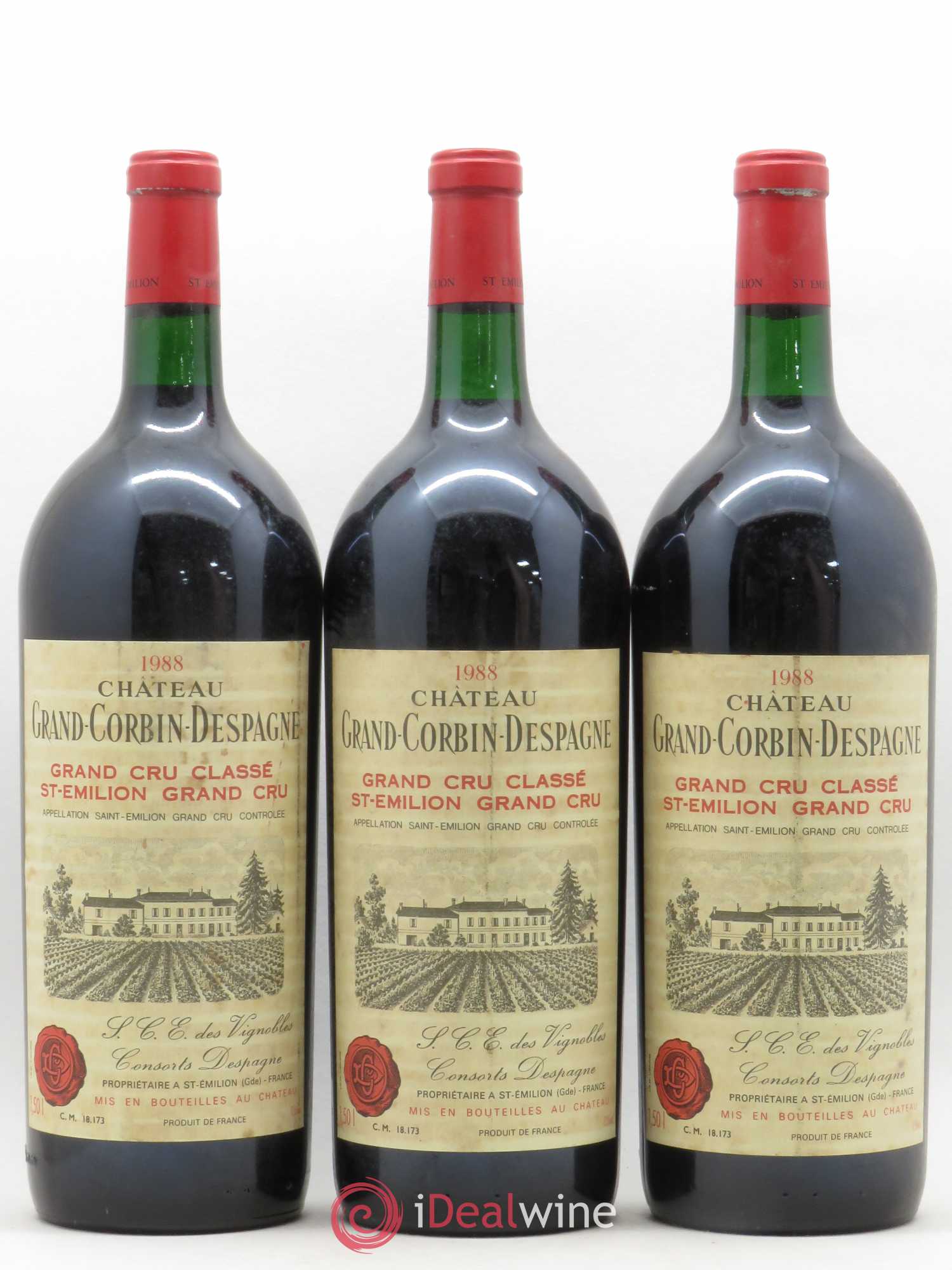 Château Grand Corbin Despagne Grand Cru Classé 1988 - Lot de 6 magnums - 1