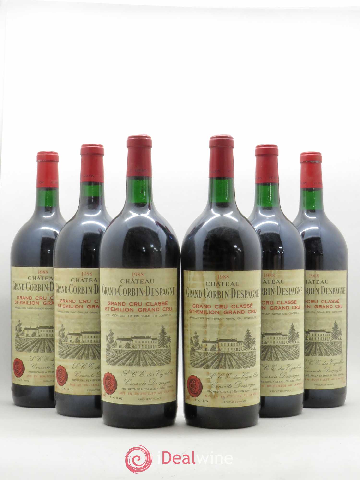 Château Grand Corbin Despagne Grand Cru Classé 1988 - Lot de 6 magnums - 0
