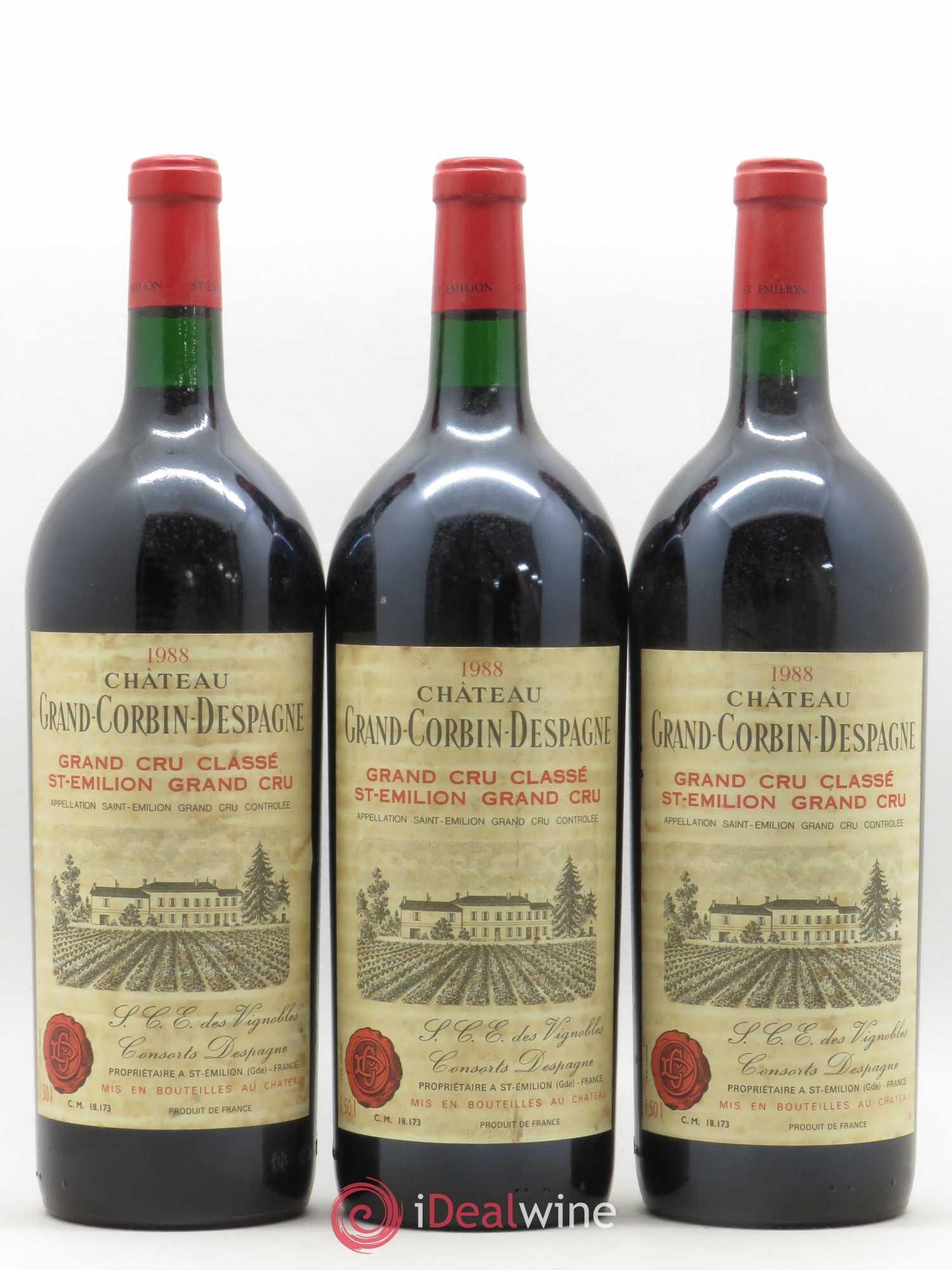 Château Grand Corbin Despagne Grand Cru Classé 1988 - Lot de 6 magnums - 1