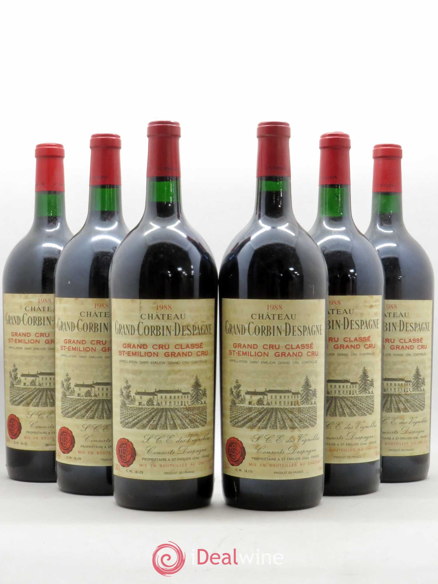 Château Grand Corbin Despagne Grand Cru Classé 1988 - Lot de 6 magnums - 0