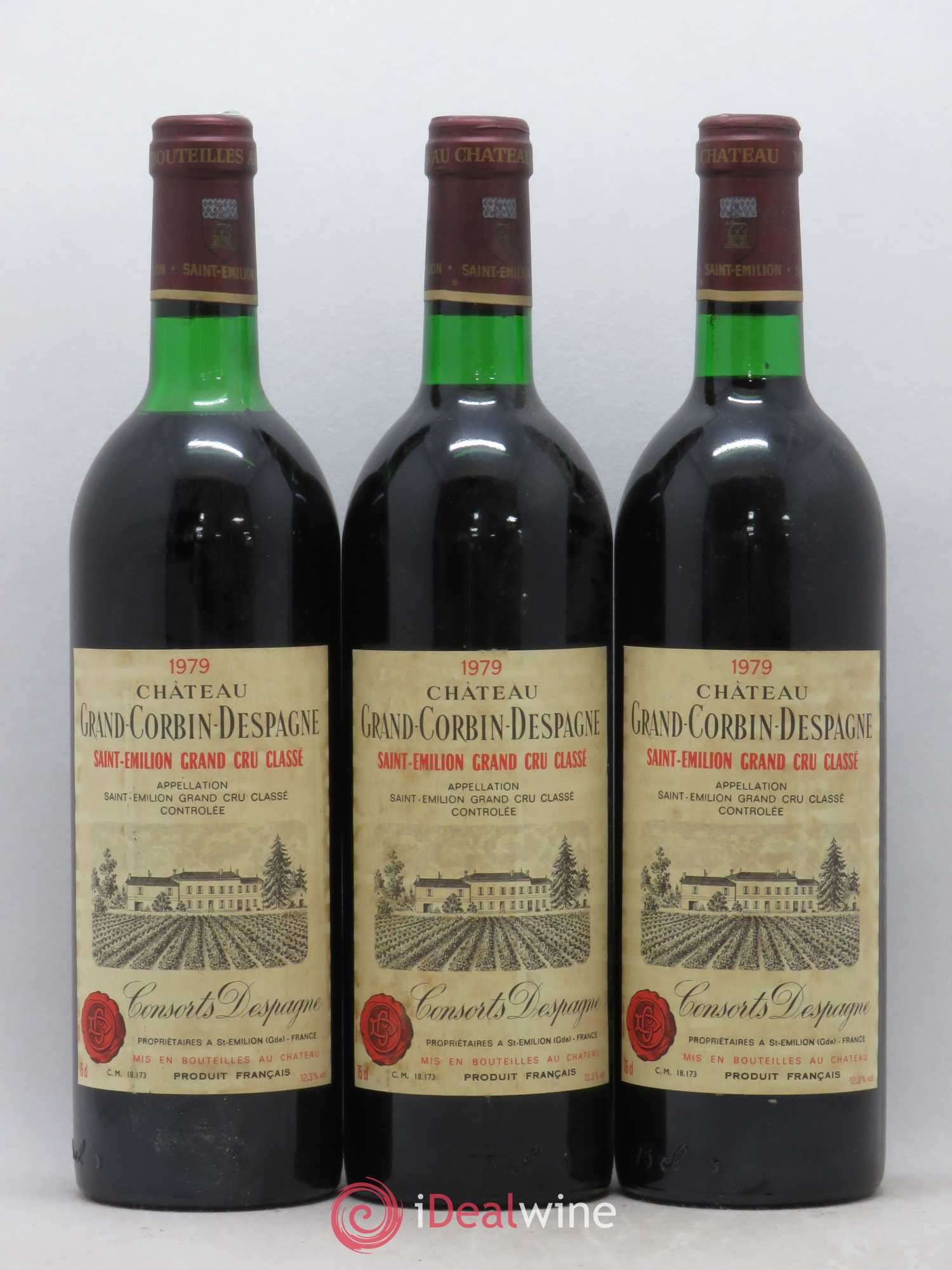 Château Grand Corbin Despagne Grand Cru Classé 1979 - Lot de 3 bouteilles - 0