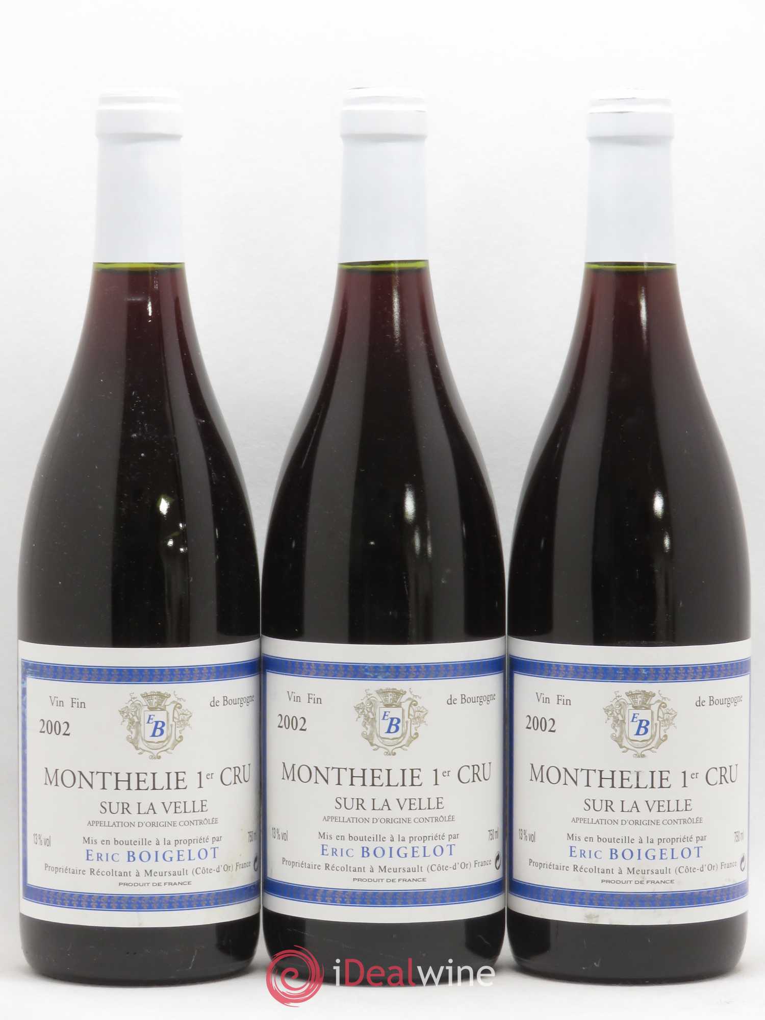 Monthélie 1er Cru Sur la Velle Eric Boigelot 2002 - Lotto di 3 bottiglie - 0