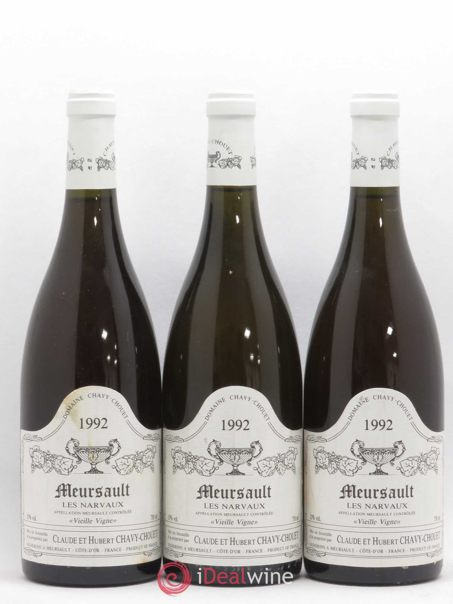 Meursault Les Narvaux Chavy-Chouet Vieilles vignes 1992 - Lot de 6 bouteilles - 1