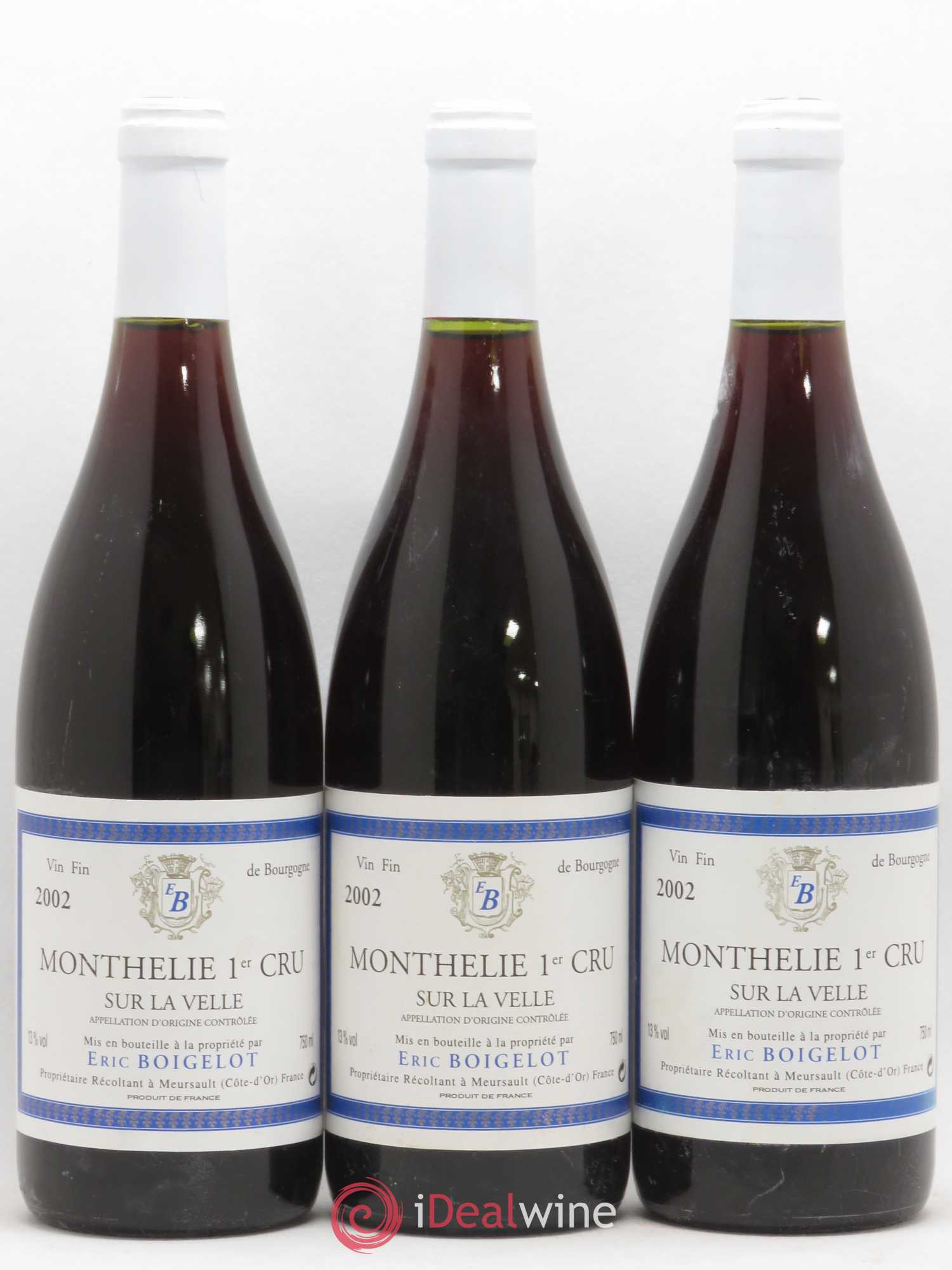 Monthélie 1er Cru Sur la Velle Eric Boigelot 2002 - Posten von 6 Flaschen - 2