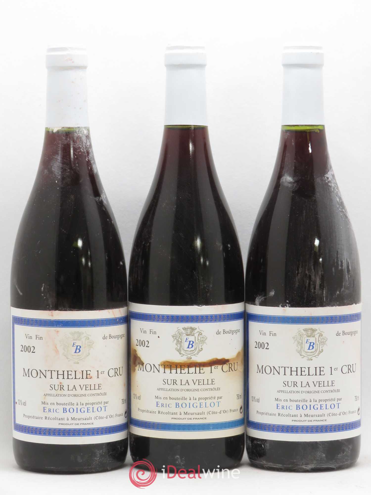 Monthélie 1er Cru Sur la Velle Eric Boigelot 2002 - Posten von 3 Flaschen - 0